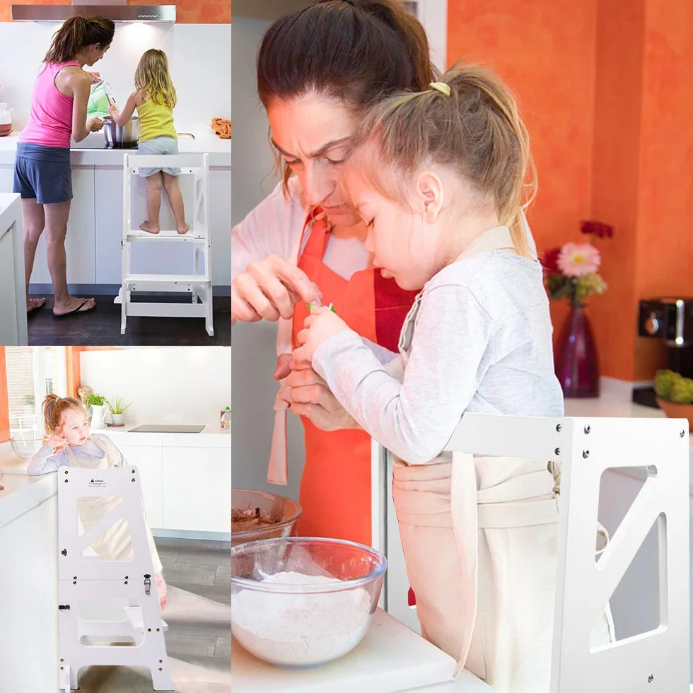 YOLEO Torre Aprendizaje Transformer Montessori Plegable con Pizarra Magnética Gris Madera