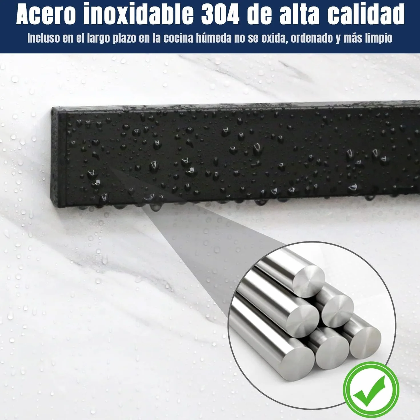 Porta Cuchillos Magnético Dmore 40 cm con 3 Ganchos, Soporte Imán Cuchillos