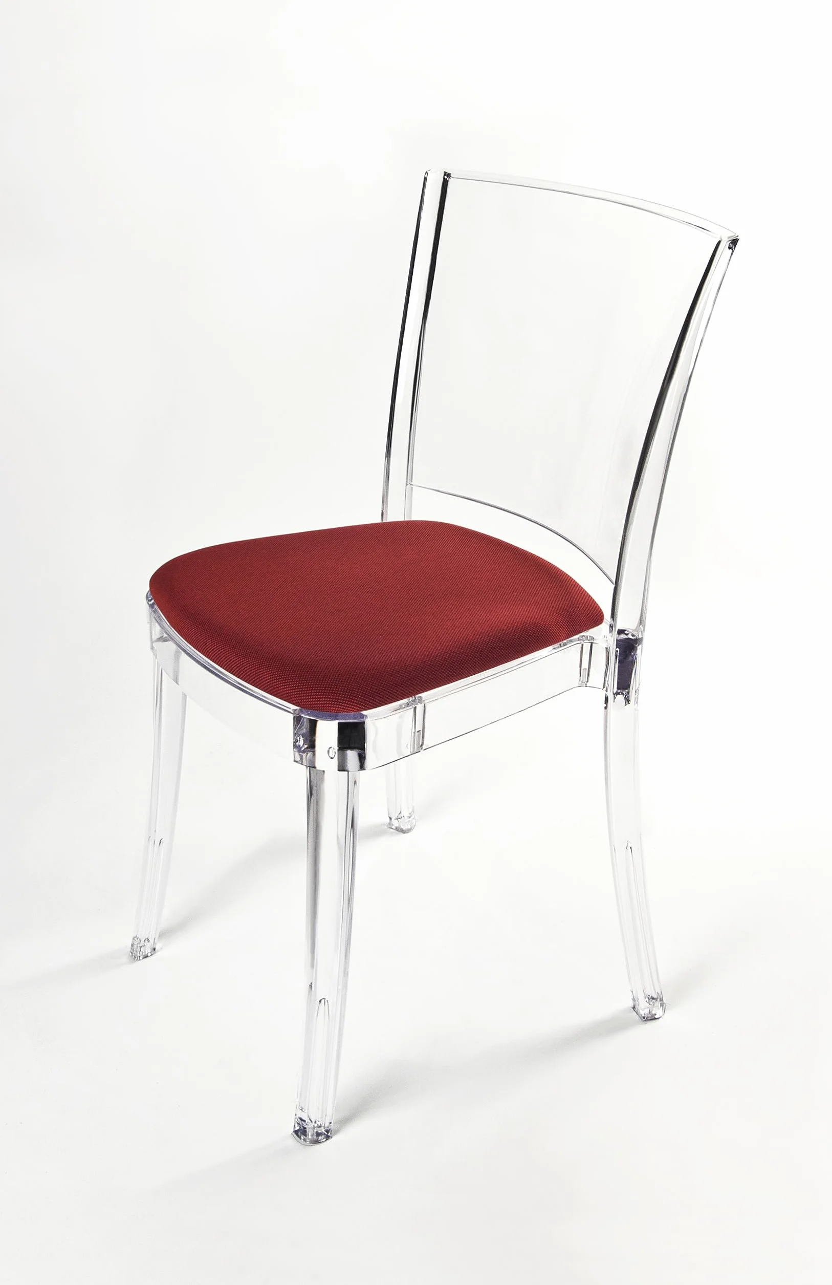 Lucienne - Silla transparente Neutro - Pack de 4 piezas - con cojín de Trevira Kat Rojo Tricolor - 16C2000