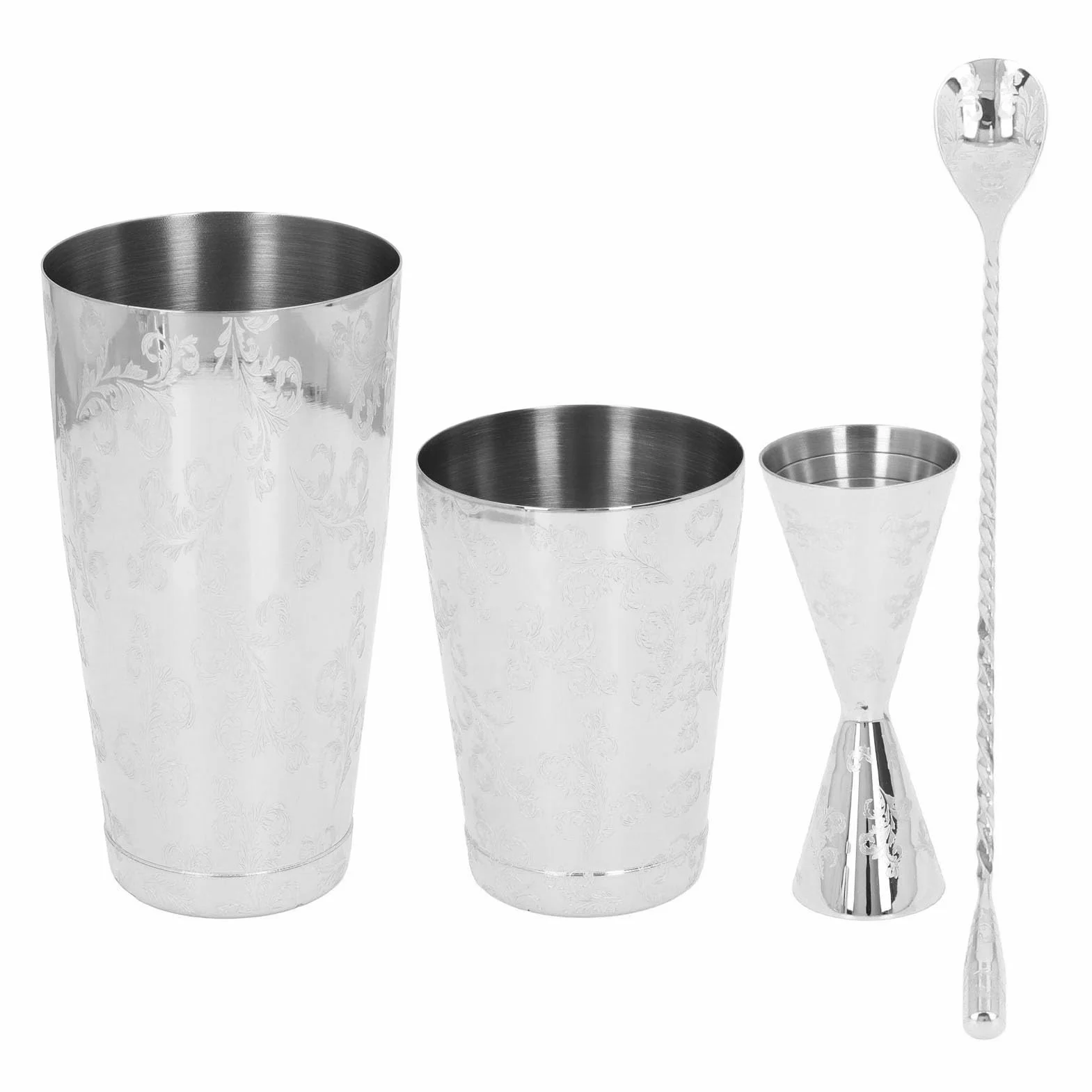 FLEXMAN Juego de Coctelera, Mezclador de Bebidas Multifuncional Profesional de Acero Inoxidable de Capacidad Media, Coctelera de Martini, Juego de Colador de Cóctel con Estampado (UNA)