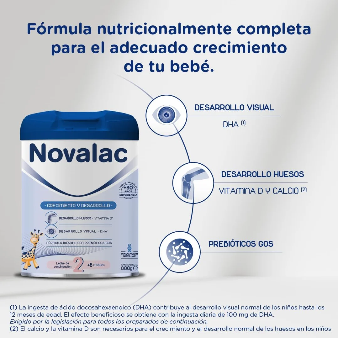 Novalac 2 Leche en polvo Continuación 6-12 Meses 800 g Hierro DHA