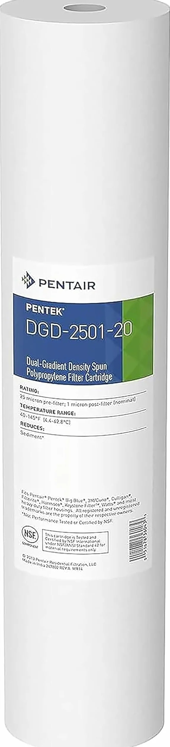 PENTAIR - Cartucho filtrante - DGD-2501-20 Big Blue - filtro agua potable - Reduce sedimentos - 20" x 4-1/2", 25/1 micras