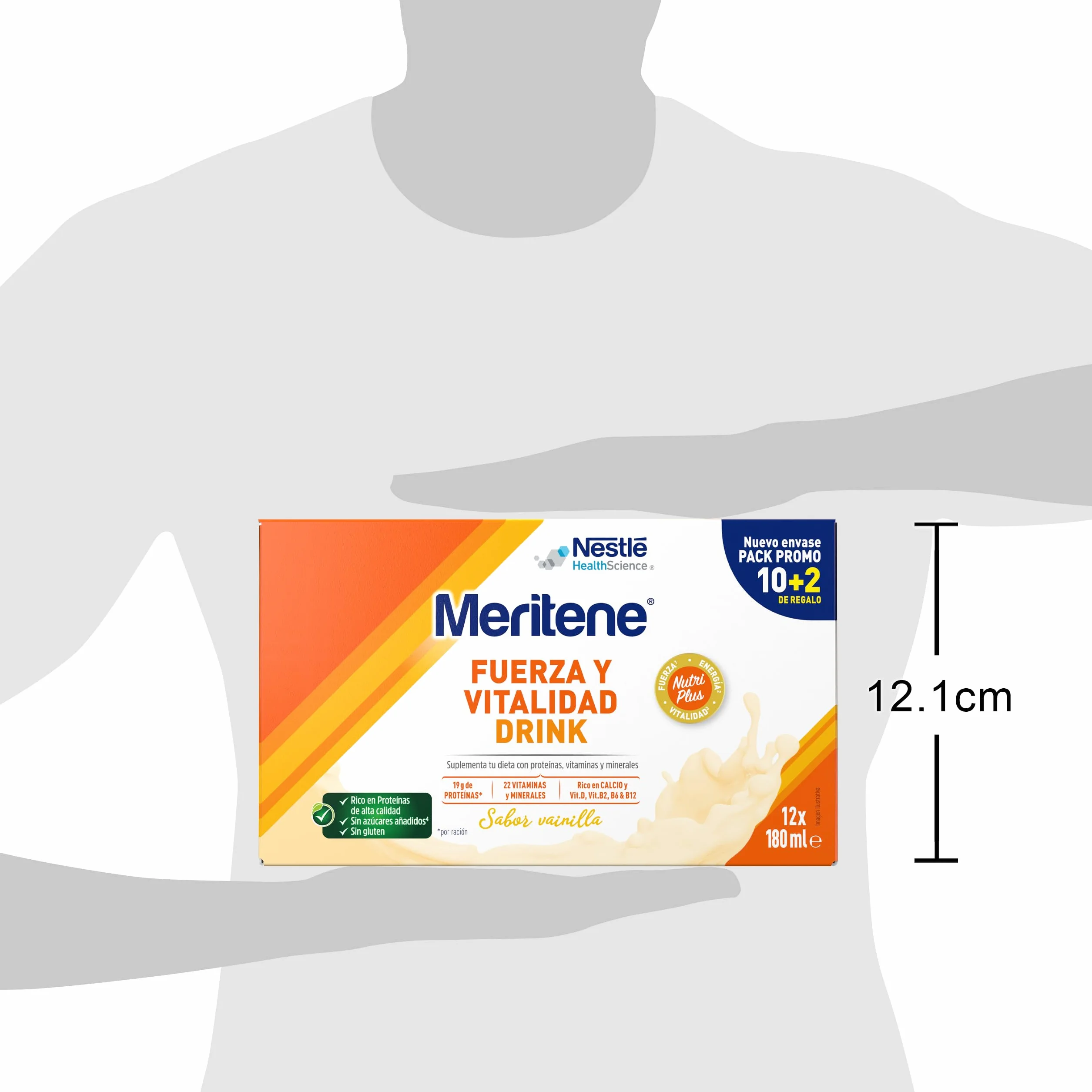 Meritene Fuerza y Vitalidad Drink Vainilla Listo para Tomar Batido con Proteínas Vitaminas y Minerales 12 x 180 ml