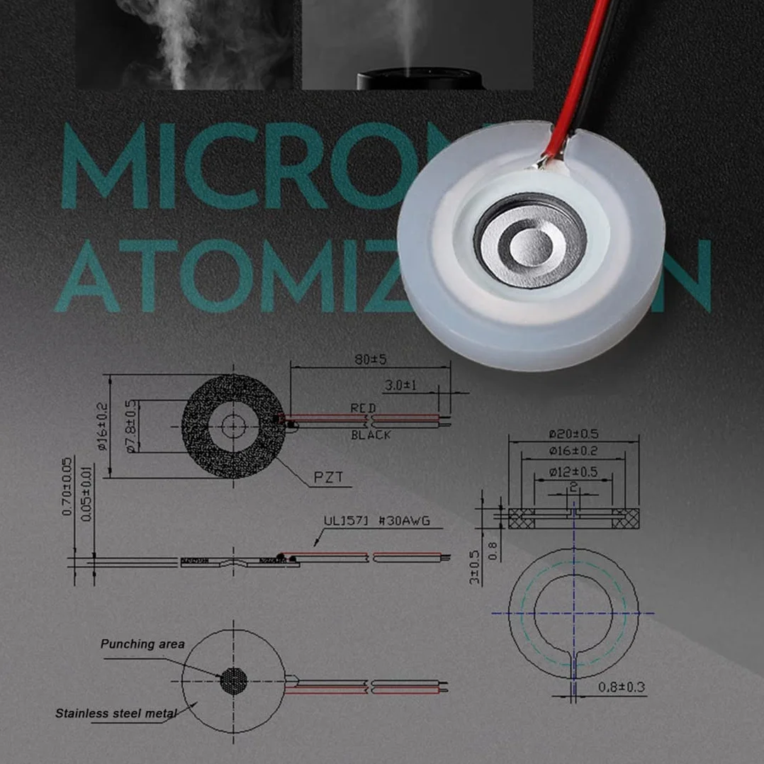16 mm 20 mm 1,5 – 3 W ultrasónico Mist Maker atomizador transductor atomizador placa película accesorios humidificador junta en goma