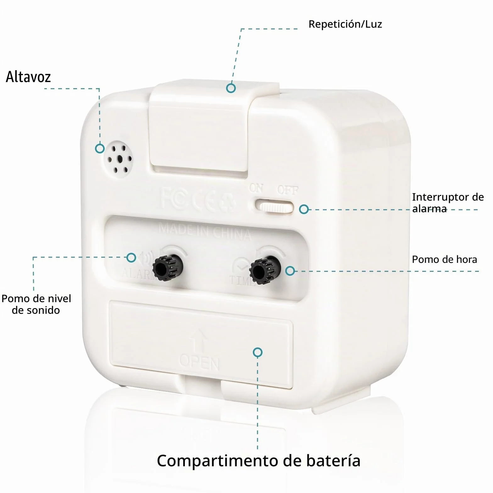 CIMOYBAI 2 Piezas Despertador Analógico Sin Tictac, Despertador Blanco con Luz, Función Snooze, Portátil, Luminoso, Silencioso Pequeño Despertador de Viaje para Dormilones Profundos