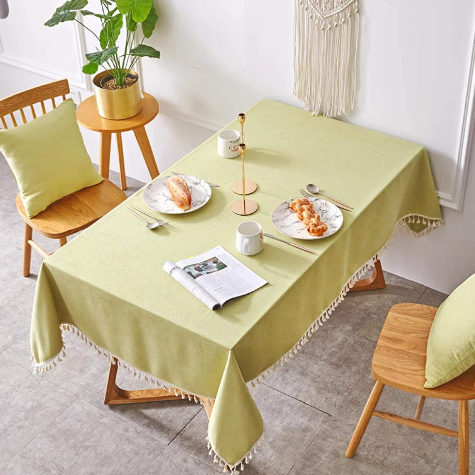 Manteles Mesa Antimanchas Respirable para Bufé Fiesta Cena Boda Picnic y Más Verde Claro 110 × 170cm