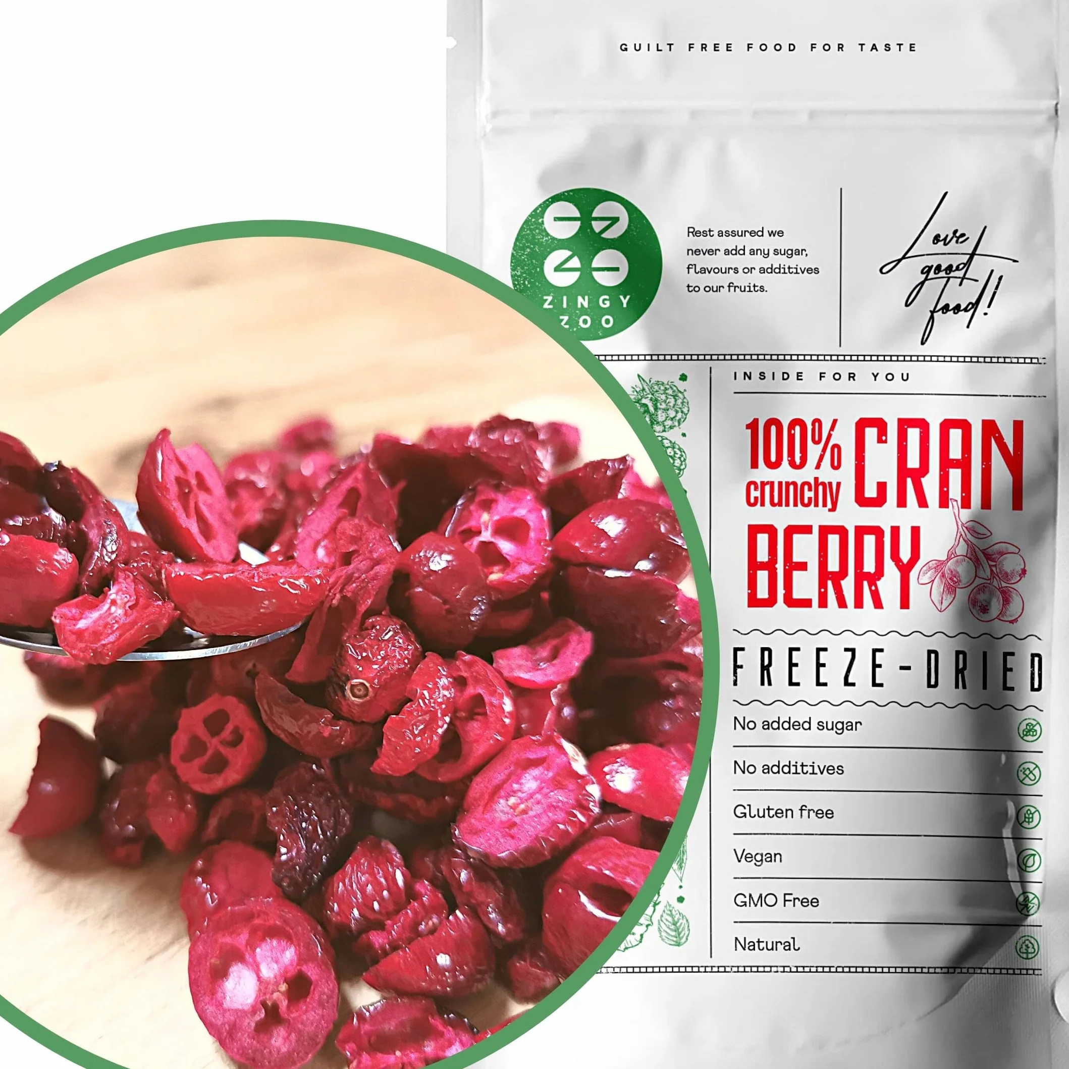 Arandano Rojo Liofilizado 100% Natural Frutas Deshidratadas Cranberry Freeze Dried Fruit ZingyZoo