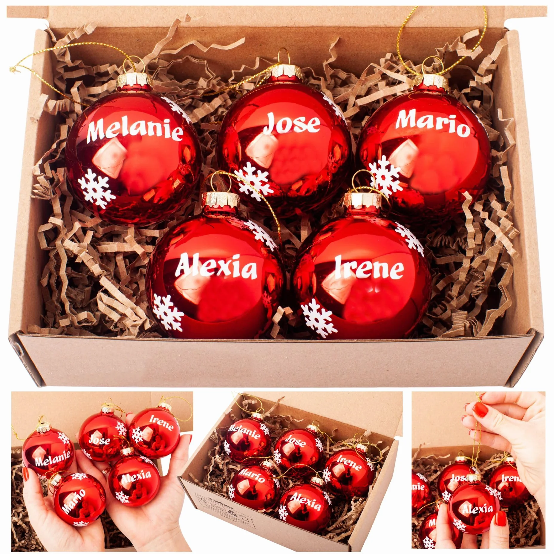 Olesea Bola de Navidad Personalizada Cristal Rojo Glossy Matte Adorno Árbol Decoración Navideña