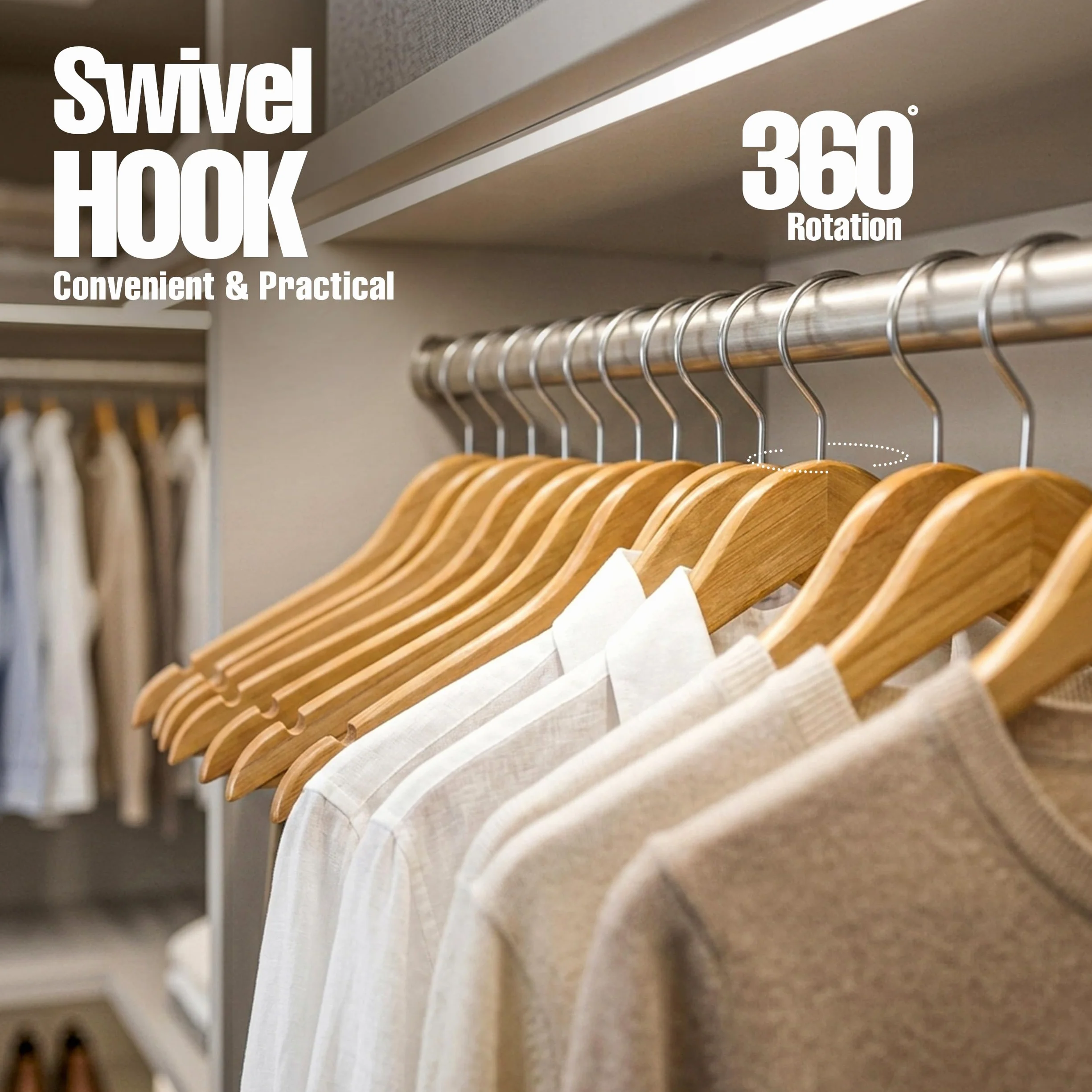 Utopia Home Paquete de 20 Perchas de Madera con Barra para Pantalones y Ranuras para los Hombros, Diseño Robusto y Delgado para Abrigos, Trajes, Pantalones y Chaquetas, Natural