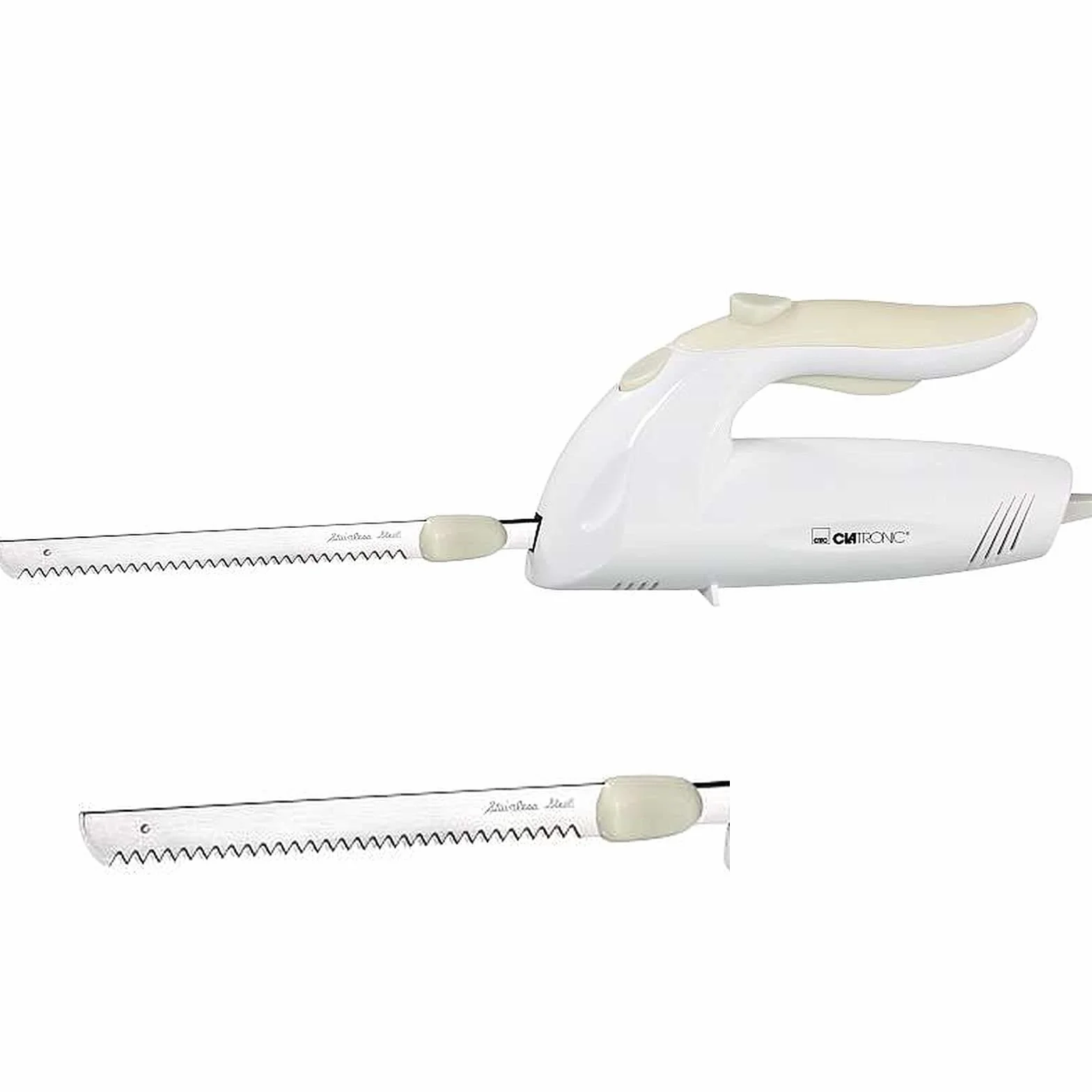 Navaja eléctrica (180 W, con doble hoja de acero inoxidable dentado), color blanco