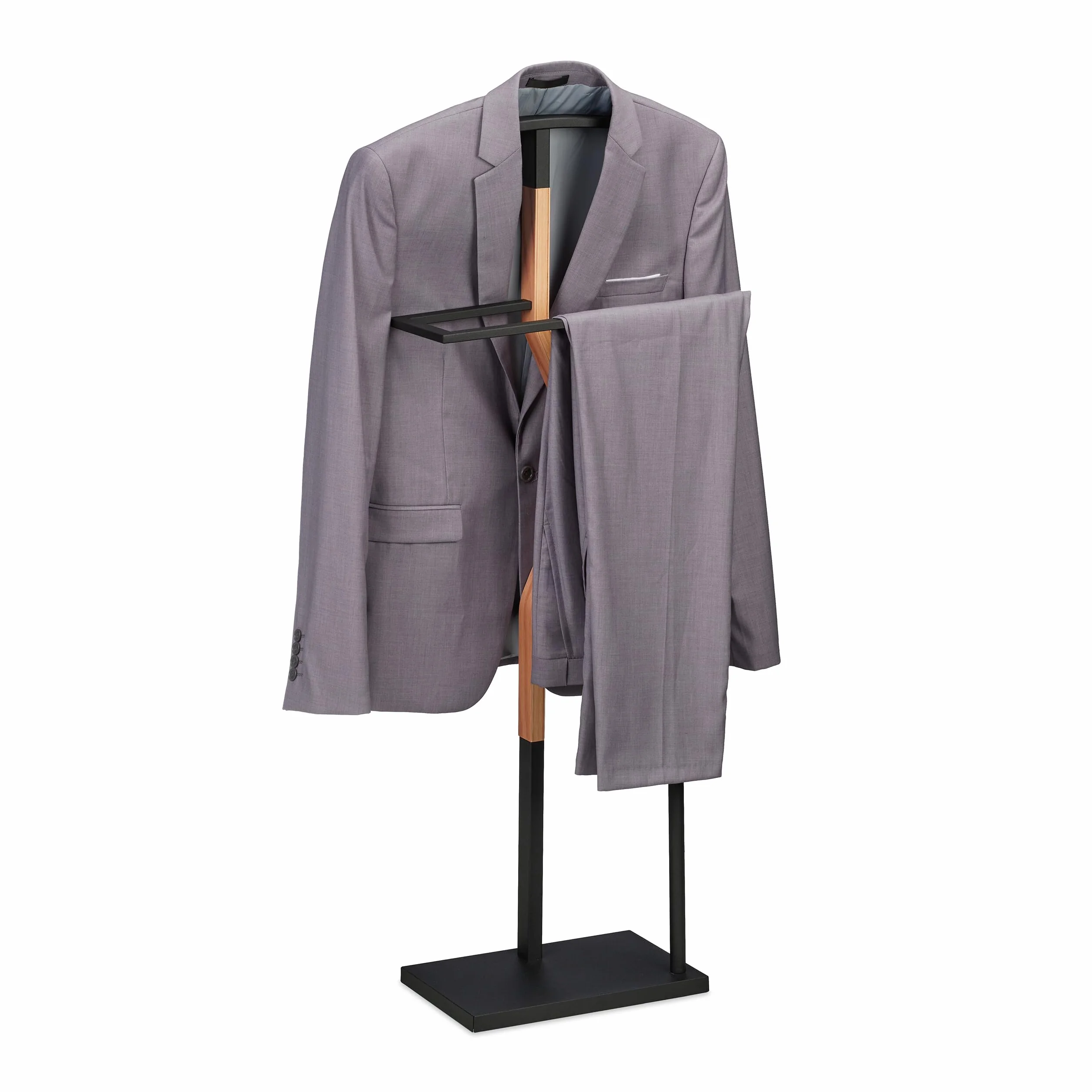 Relaxdays Galán Noche Chaqueta y Pantalón Metal Efecto Madera 107x48x20 cm Negro Natural