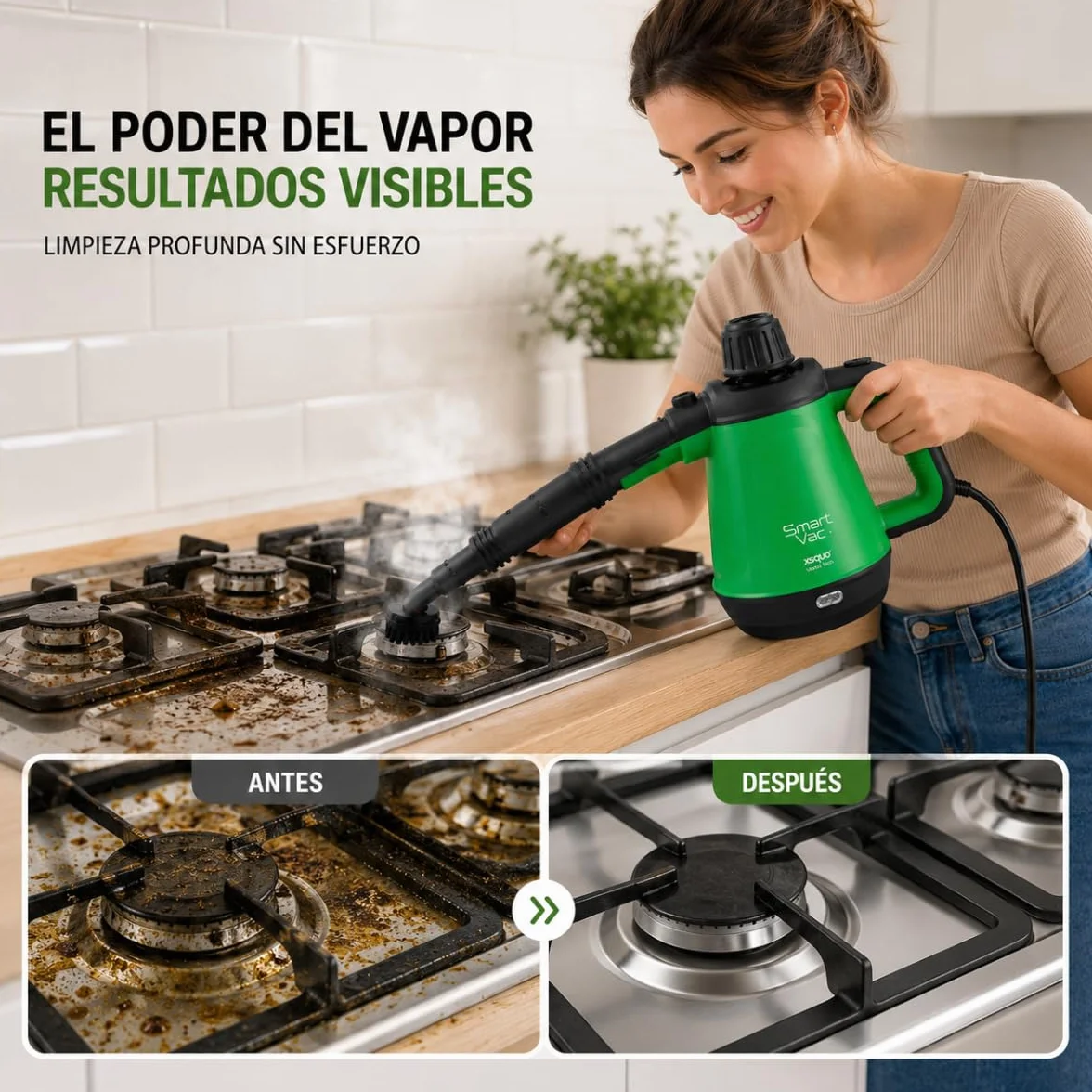 Limpiador a Vapor Multiusos Portátil 1200W 5 en 1 Presurizada con Accesorios - Xsquo