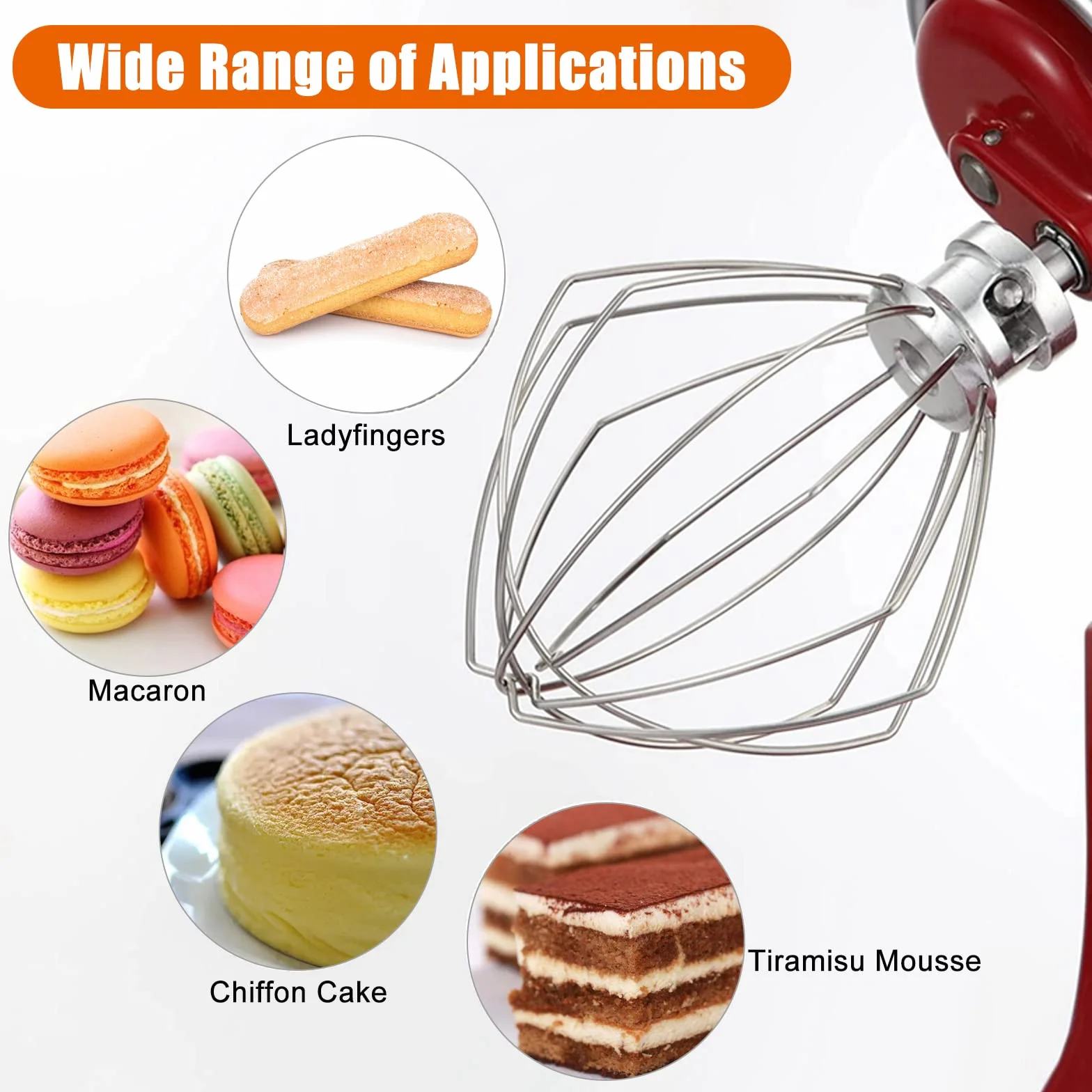 Batidor de espuma de acero inoxidable para Kitchen-Aid Artisan 5 Quart