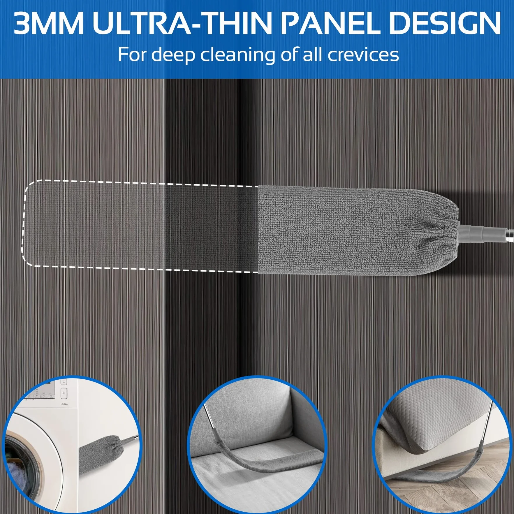 DOBIGER Cepillo Limpieza Polvo Varilla Telescópica Acero Inoxidable, Plumero Atrapapolvo Microfibra Lavable