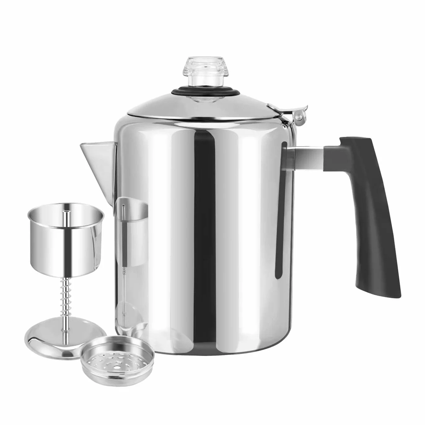 YINO Cafetera Filtro Percolador Acero Inoxidable 304 9 Tazas para Acampar Viajes