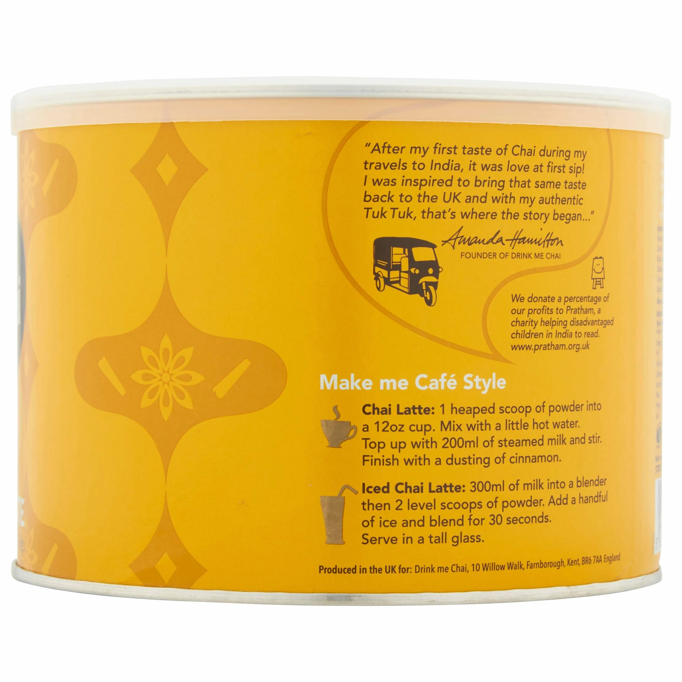 Drink Me Chai Té Chai Latte de Vainilla 1 kg Paquete de 1 50 Porciones