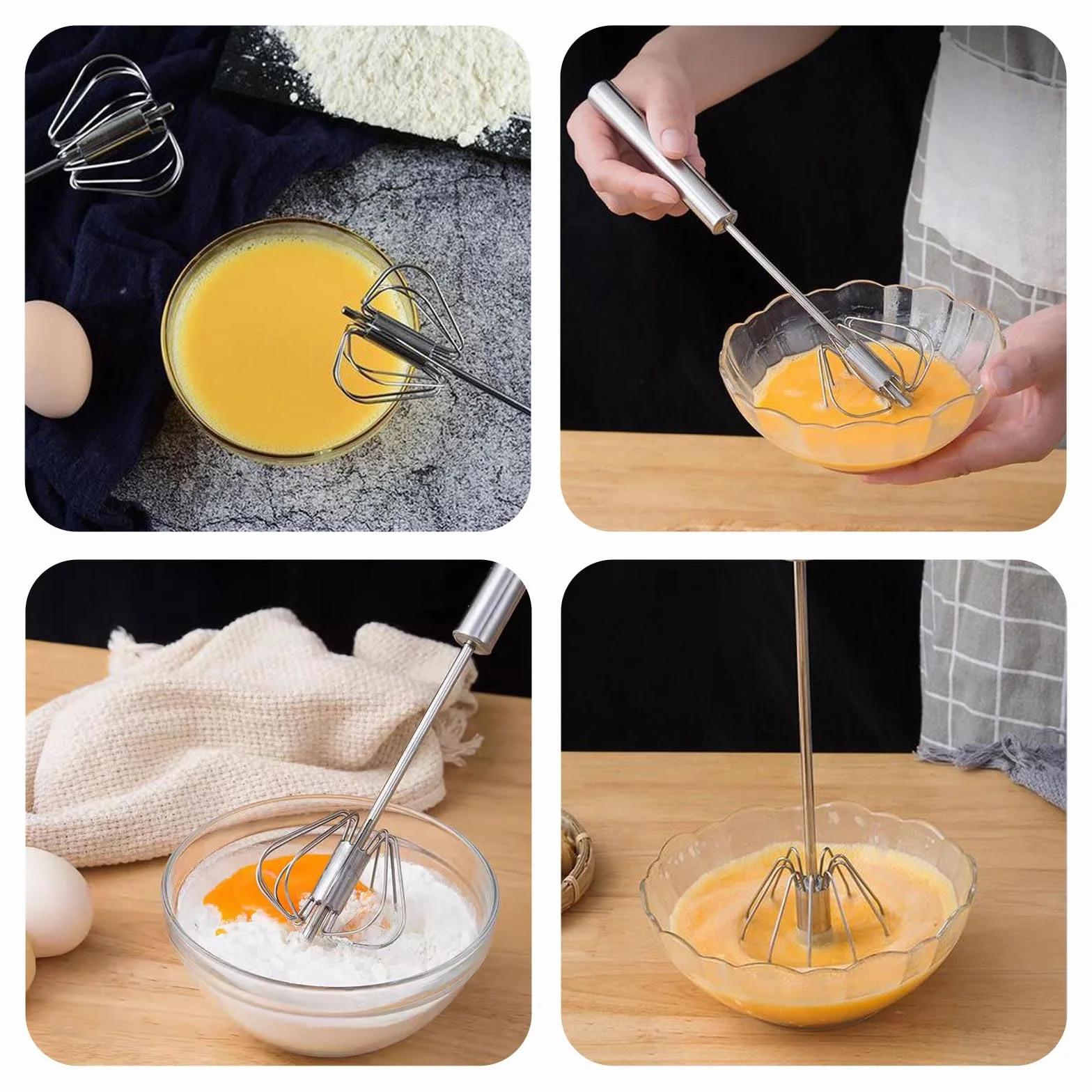 SSKHE Batidor de huevos de acero inoxidable para mezclar y batir