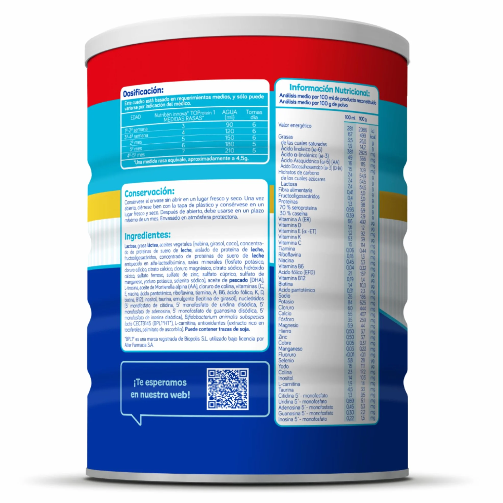 Nutribén Innova 1 Leche en Polvo Fórmula para Bebé sin Aceite de Palma con BPL1 y DHA 1 Bote 1KG