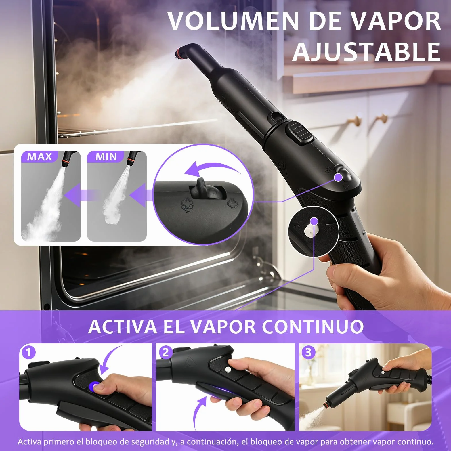 Limpiador de Vapor Portátil 120°C 20 Accesorios para Suelos Sofás Ventanas Cocina