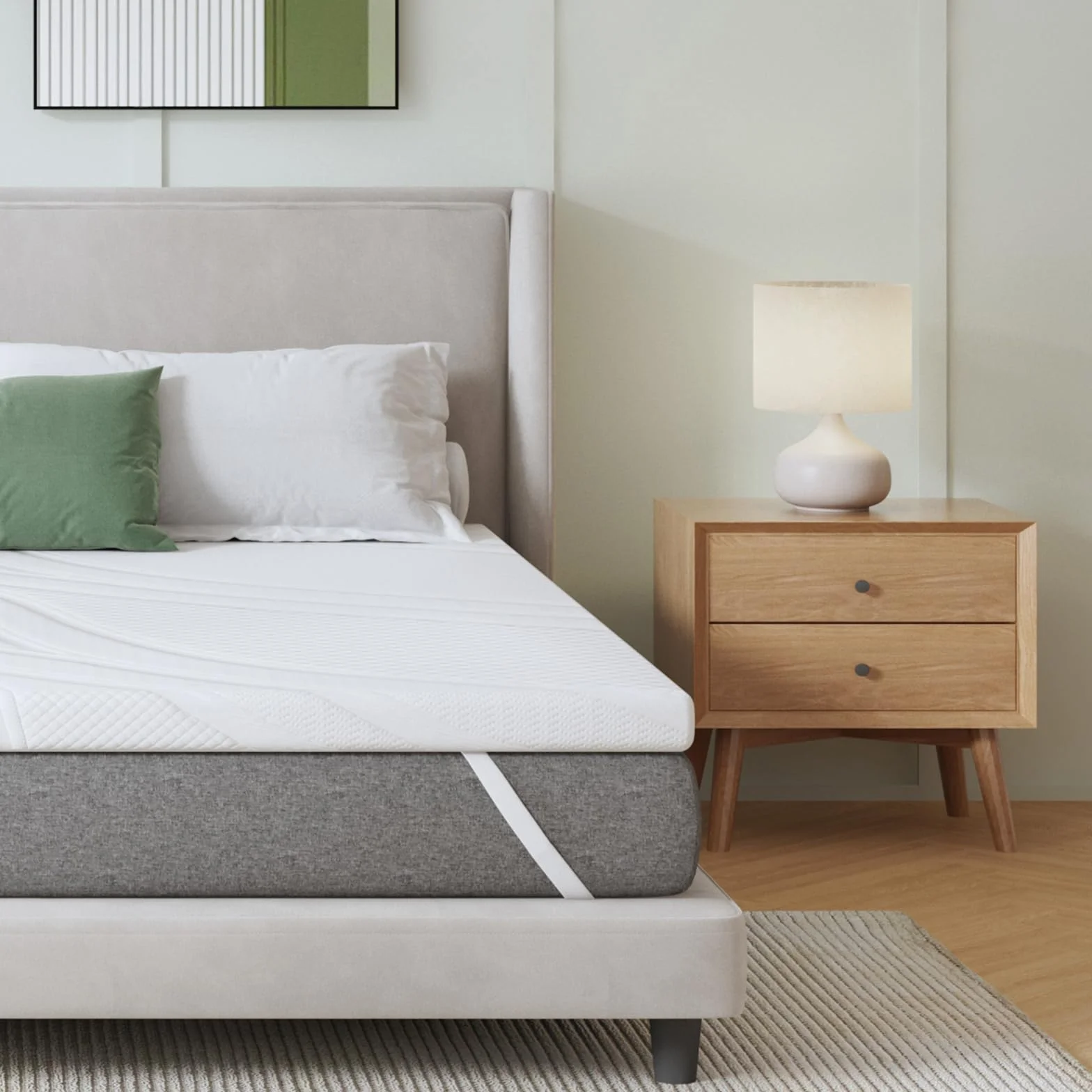 Novilla Topper Viscoelástico 150x190 7,5 cm Sobrecolchón Espuma Memoria Gel Cubrecolchón Funda Transpirable Lavable Blanco