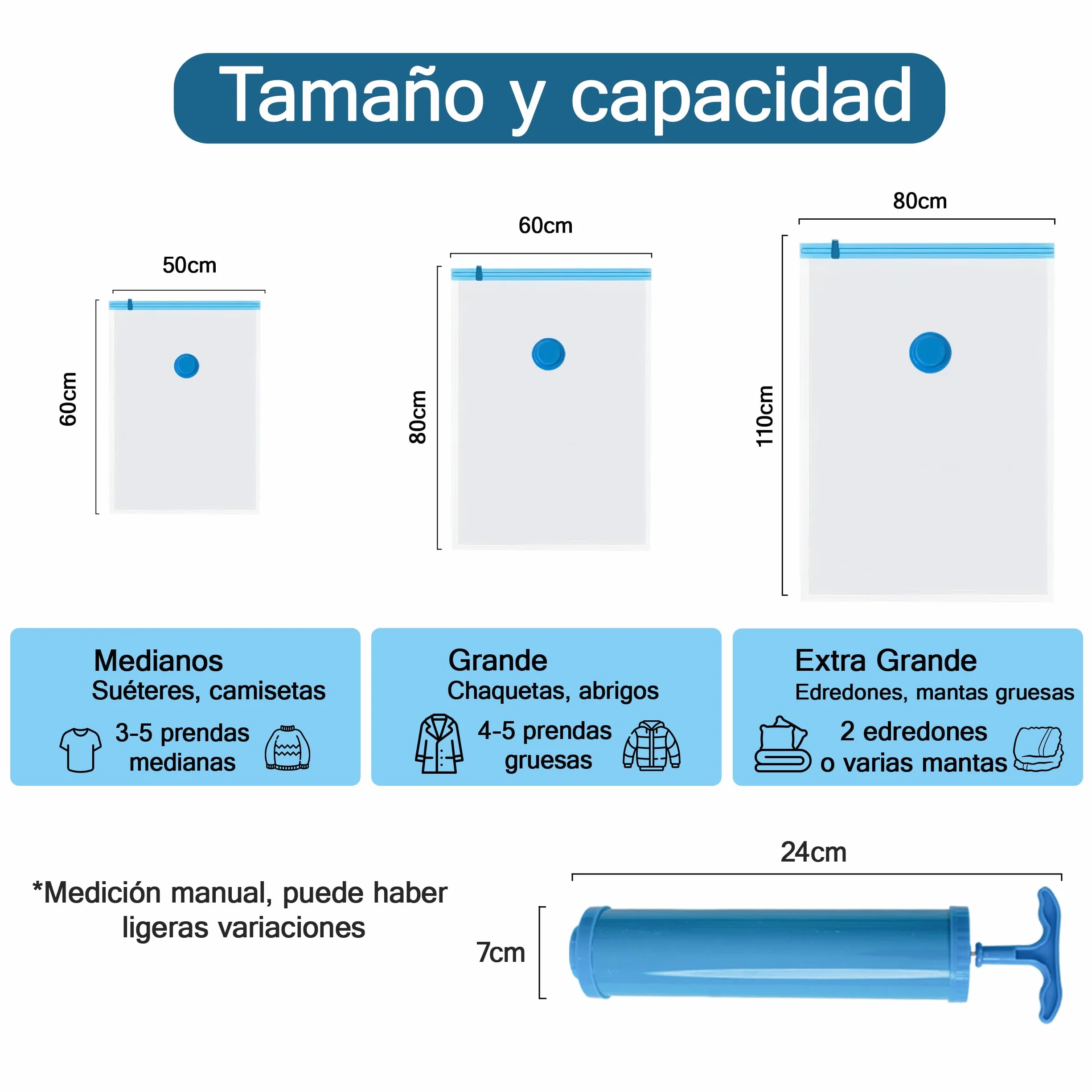 H HANSEL HOME Bolsas de Almacenamiento al Vacío 12 Unidades Reutilizables Resistentes Ahorro Espacio