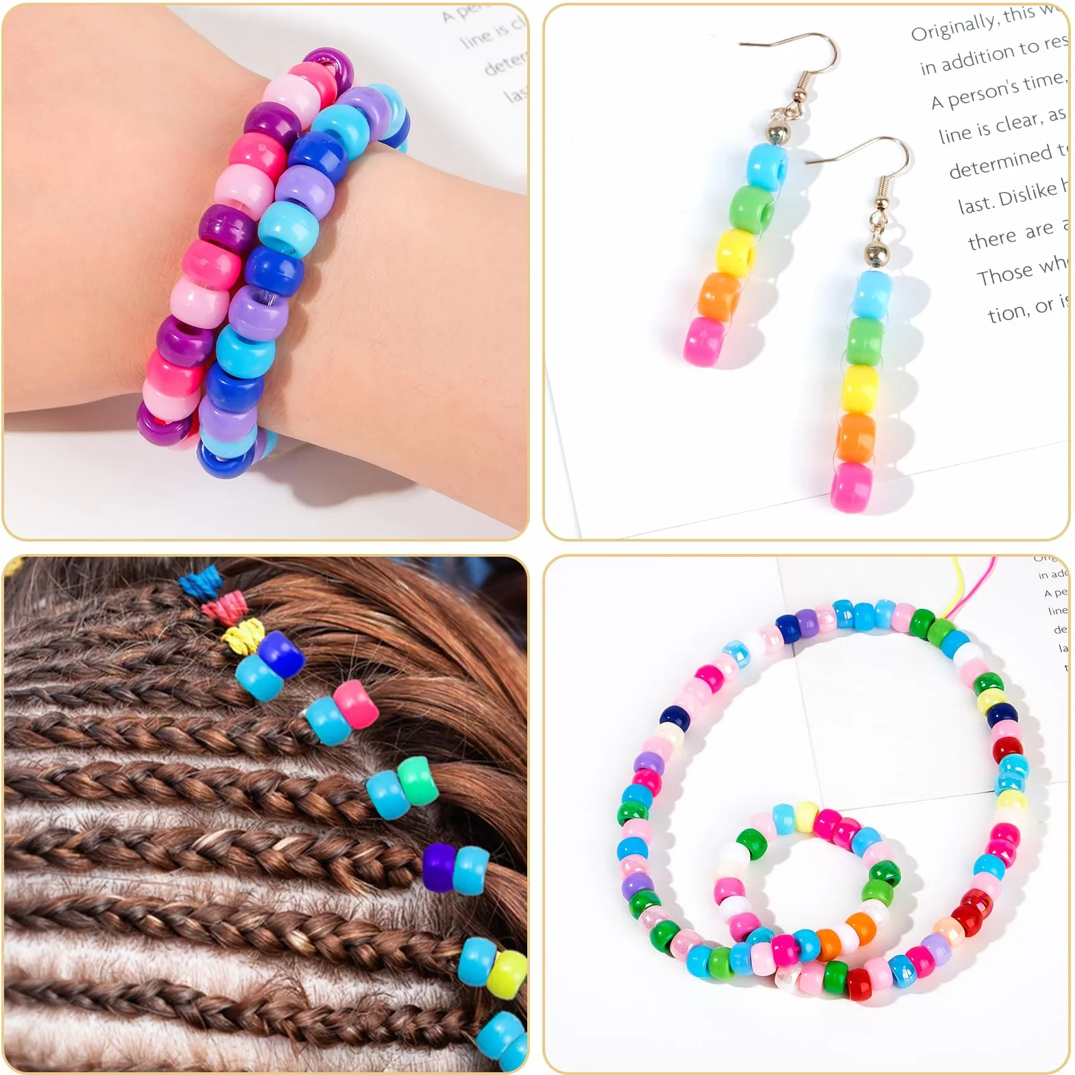 I LOVE MOM 1500 Piezas Cuentas de Colores Abalorios de Agujero Grandes con Hilo para Hacer Pulseras Perlas para Joyas de Bricolaje Manualidades Regalos