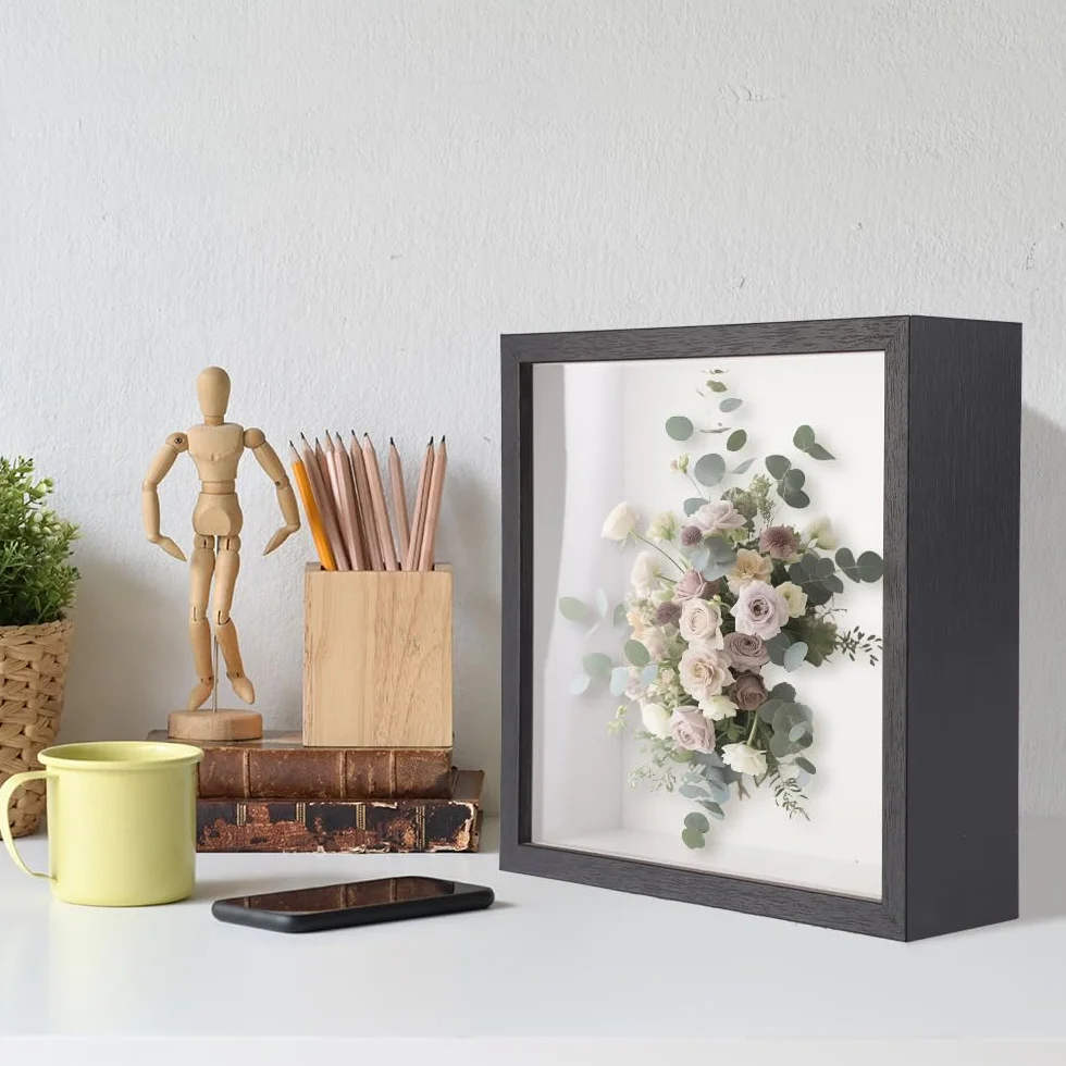 Minxulan Marcos con Profundidad, 22 X 22 Cm Marco 3D para Rellenar Cuadrado Caja de Sombras Expositor para Medallas, Recuerdos Florales, Fotos, Objetos Conmemorativos