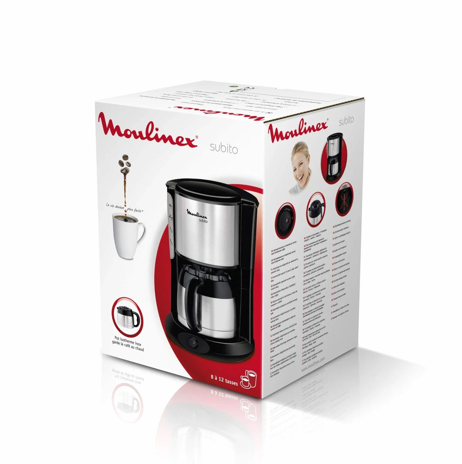 Moulinex FT360811 - Cafetera de goteo, 850 W, 0.9 L, de café molido, acero inoxidable, negro