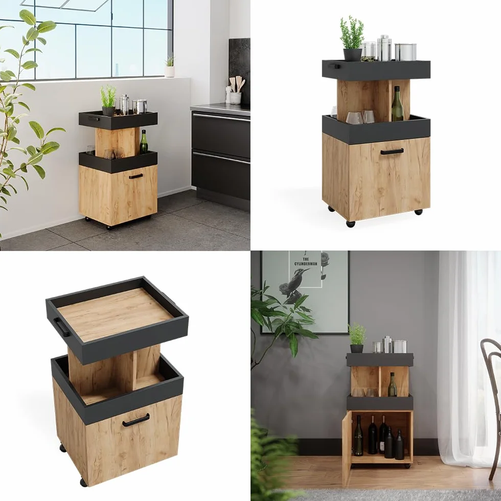 Vicco Mueble con Ruedas, Roble Dorado, 50 x 88.6 cm, con Ruedas, Flexible como Espacio de Almacenamiento Adicional