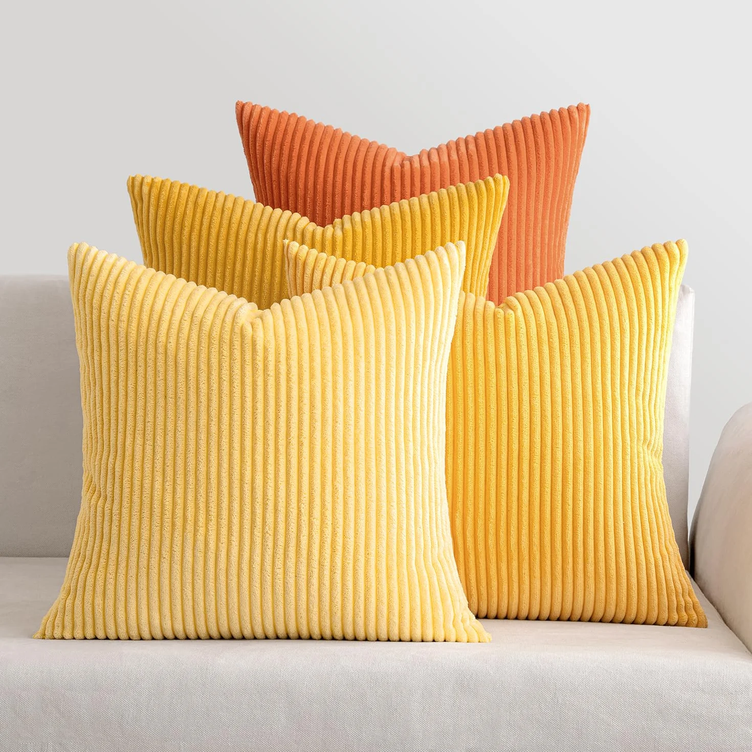 MIULEE Fundas Cojines 40x40 Pana Naranja 4 Piezas