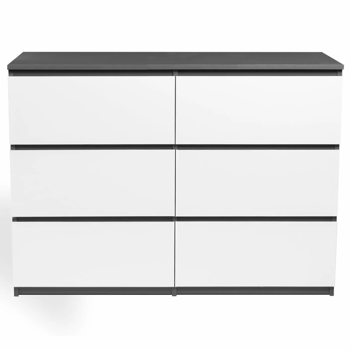 IDMarket TOMI - Cajonera 6 cajones 110 cm madera gris y blanco