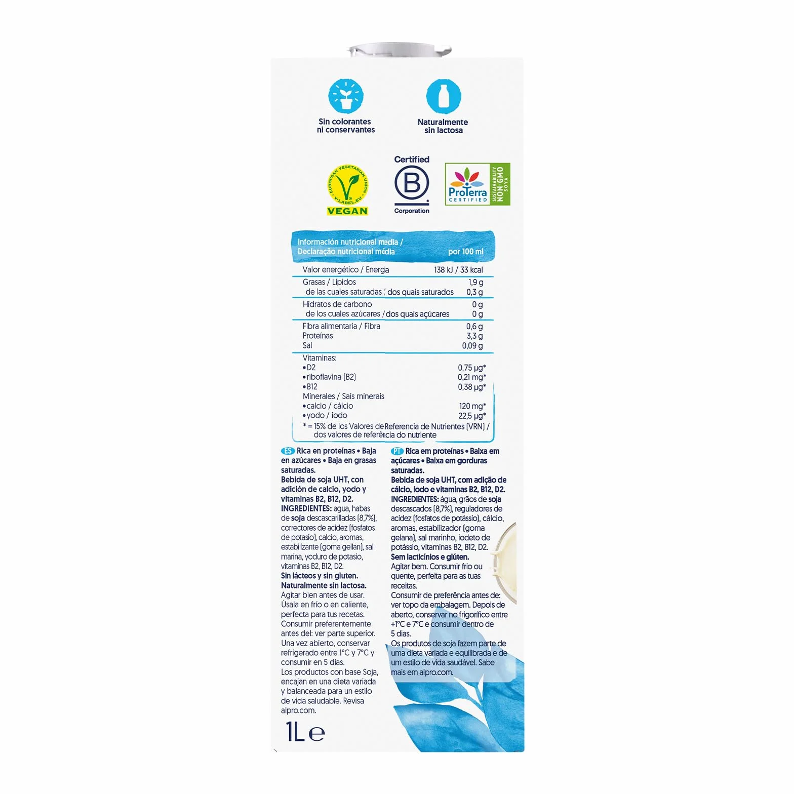 Alpro Bebida Vegetal de Soja sin Azúcar Pack 6 x 1L