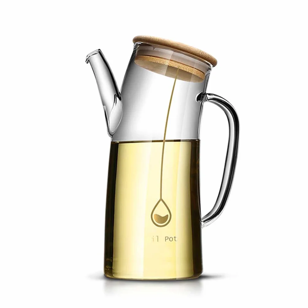 Botella de Vidrio dispensador de Aceite y vinagre, Botella dispensadora de Aceite de Oliva, vinagre y condimentos de Cocina de Vidrio de 750 ml