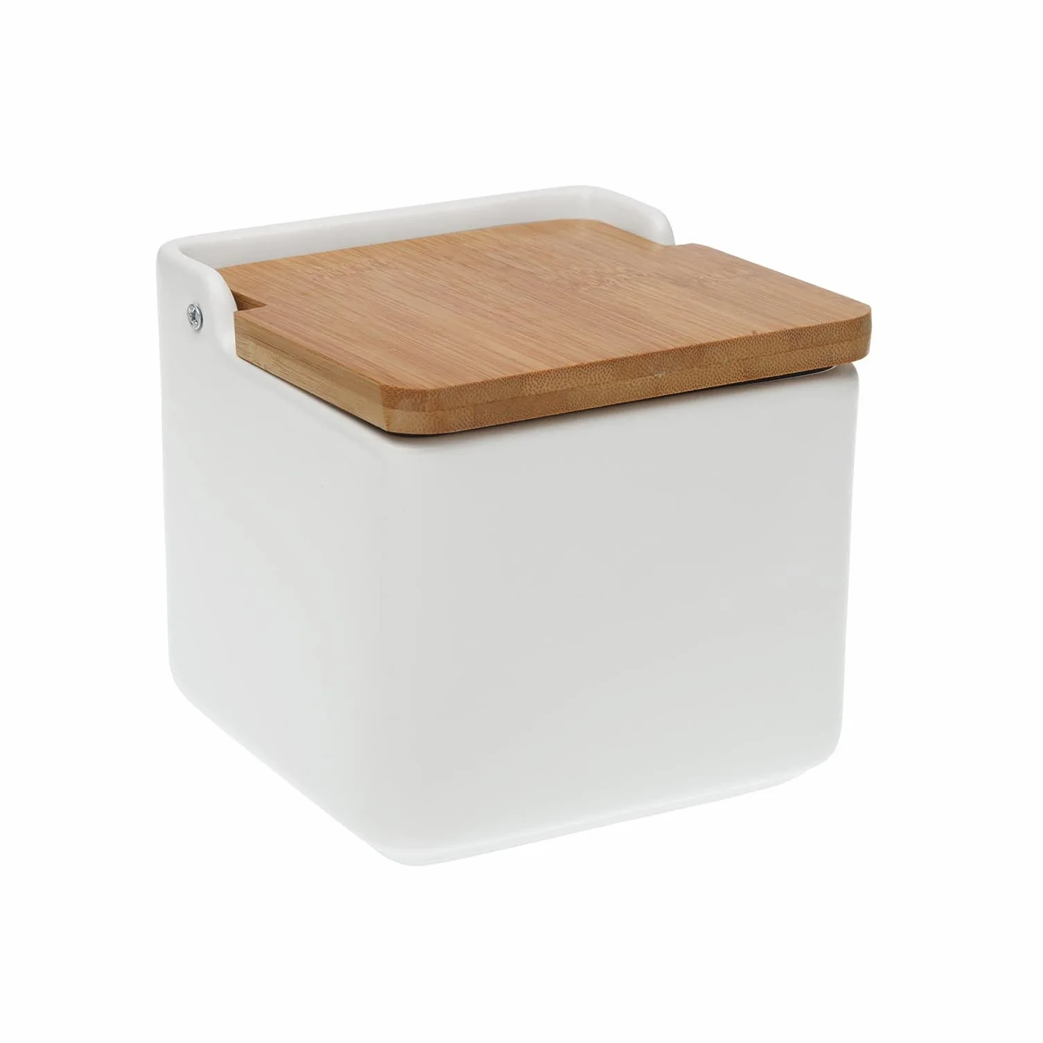 Salero tapa bambú blanco linea cocina cerámica Versa
