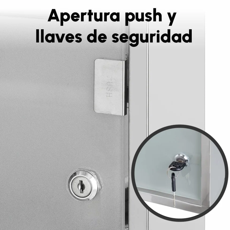 Armario de baño botiquín acero inoxidable cristal 30x12x45 cm plateado