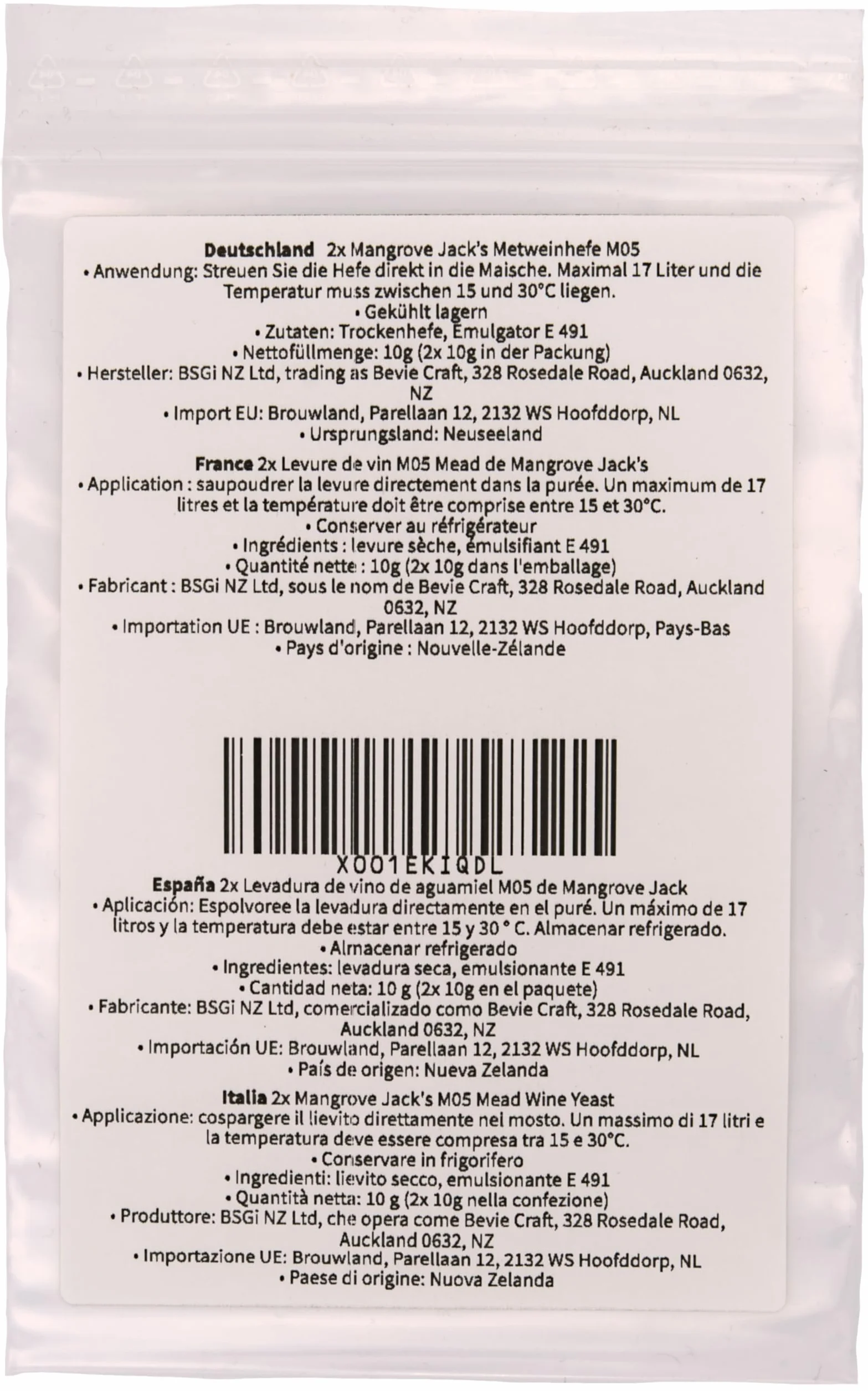 Mangrove Jack's Levadura de Hidromiel Seca 10g 25L