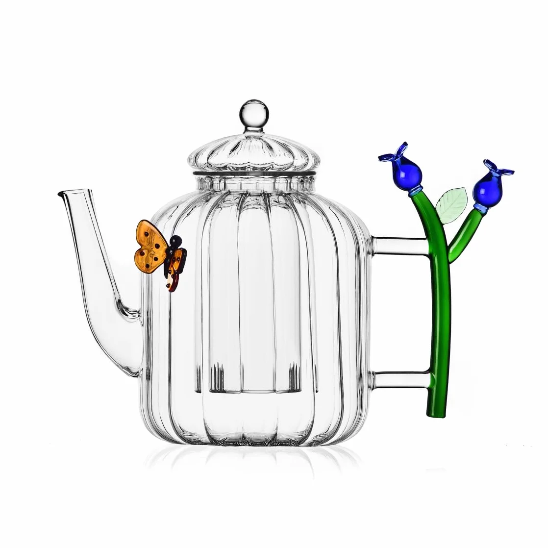 Ichendorf Milano Tetera óptica Botanica 70 cl vidrio borosilicato mariposa flor azul