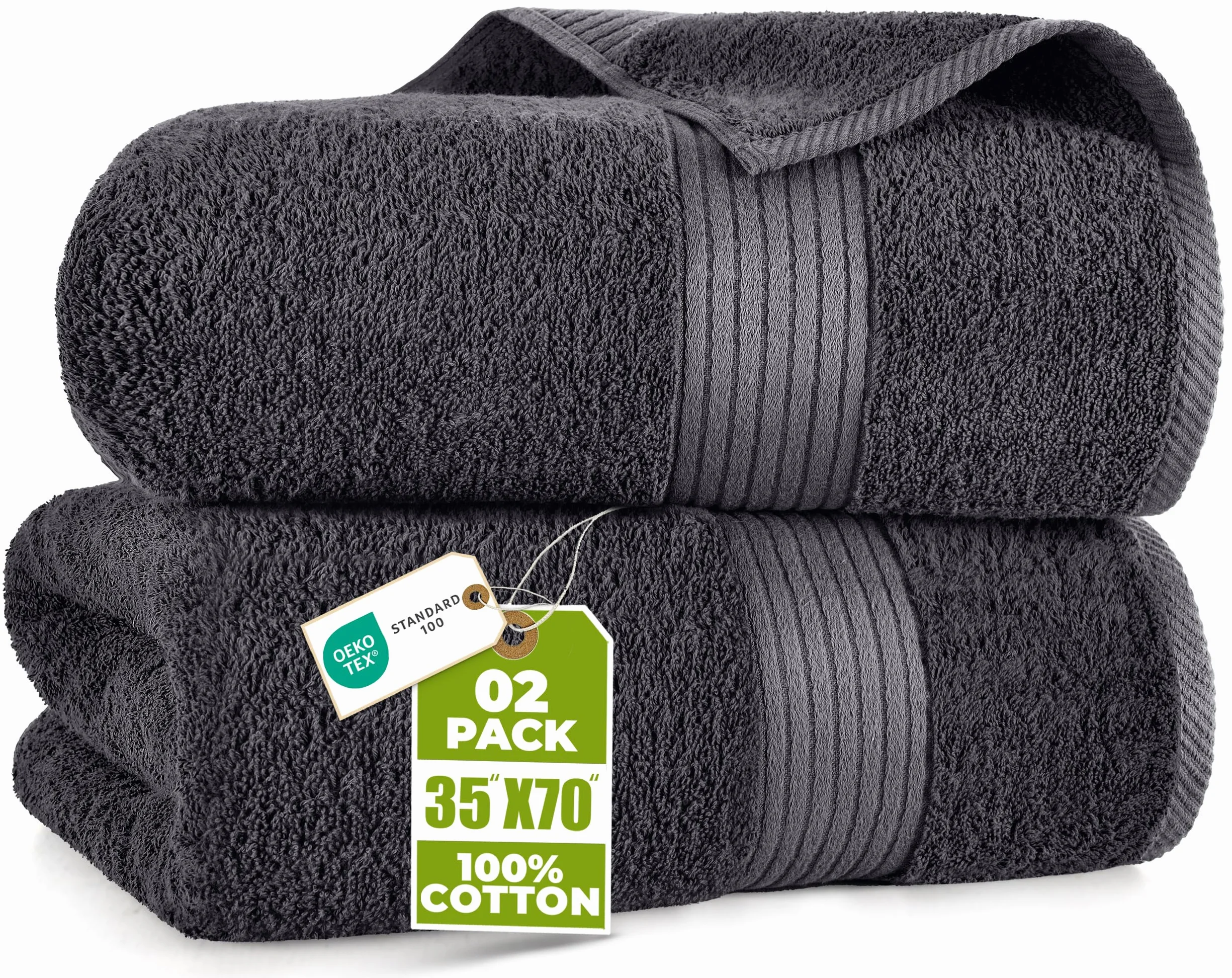 Utopia Towels - 2 Lujosa Sábana de Baño Jumbo - Toalla Extra Grande 100% algodón, Muy Absorbente y de Secado rápido - Toalla de Hotel Super Suave (180 x 90 CM, Gris)