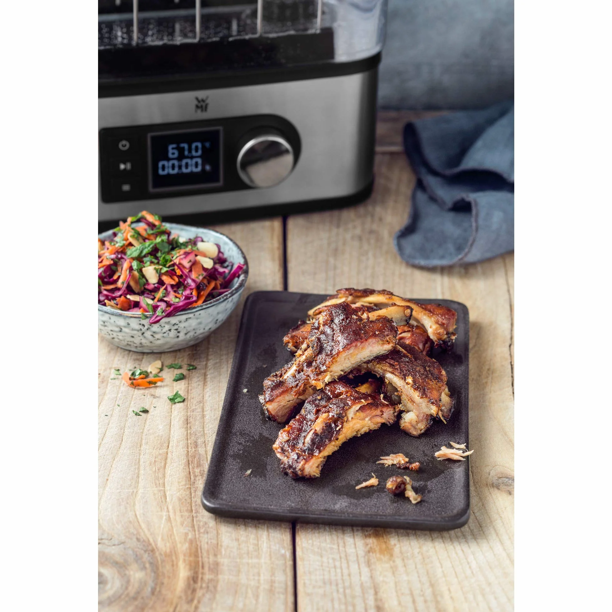 WMF Lono - Cocedora al vacio baja temperatura (entre 35º y 90º), 2 en 1, cocina al vacío y olla de cocion lenta, cocina profesional, tanque 6 l de TRITAN libre de BPA