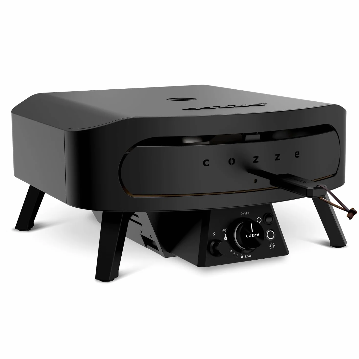 Cozze Horno Pizza a Gas 17" Rotate Edición Negra XXL con Piedra Pizza Horno Giratoria para 43cm Portátil Negro Mate