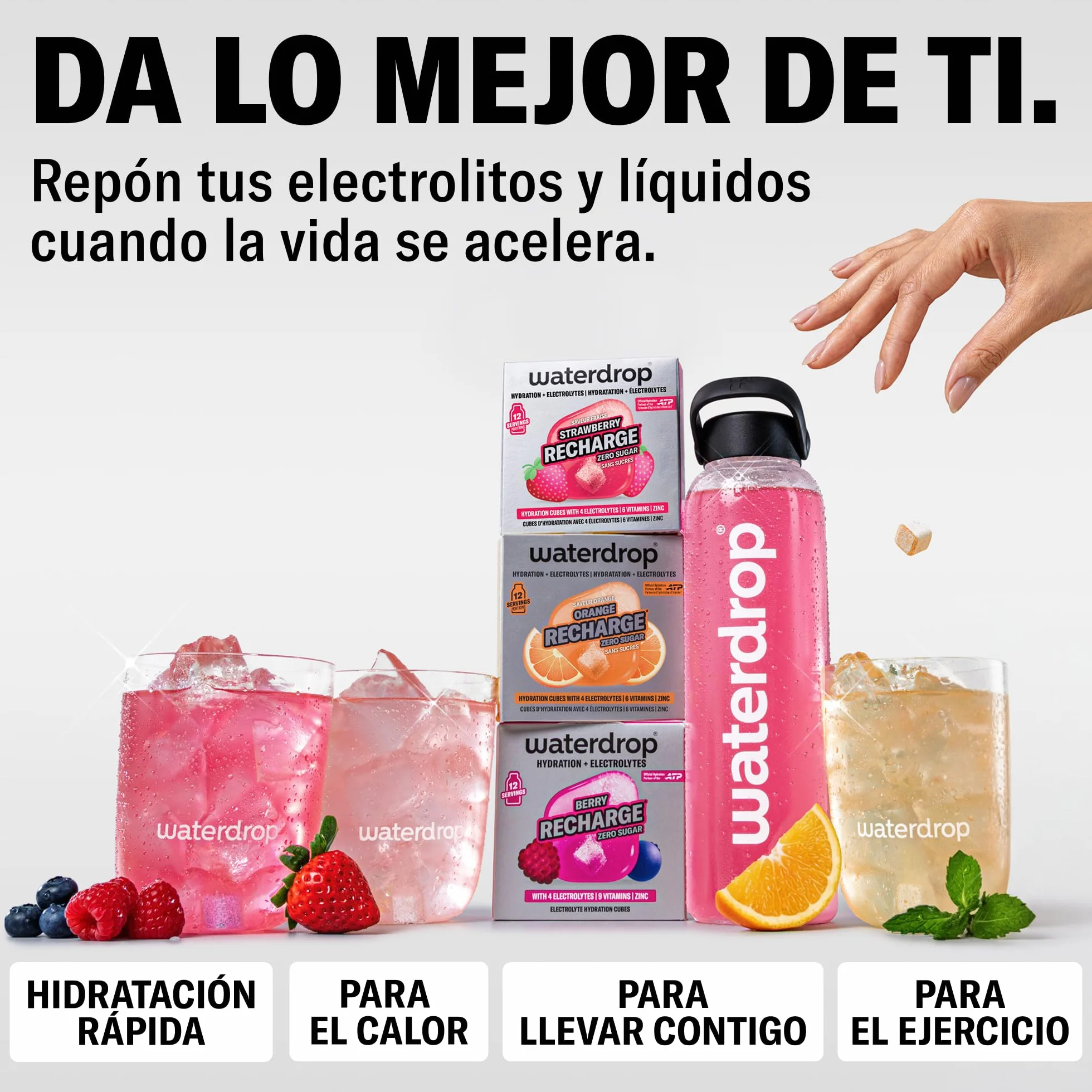 Waterdrop Microlyte Mix 36 Cubos Electrolitos Sin Azúcar Sales Minerales Deporte Bebida Isotónica Hidratación Recuperación Magnesio Calcio Zinc Vegano
