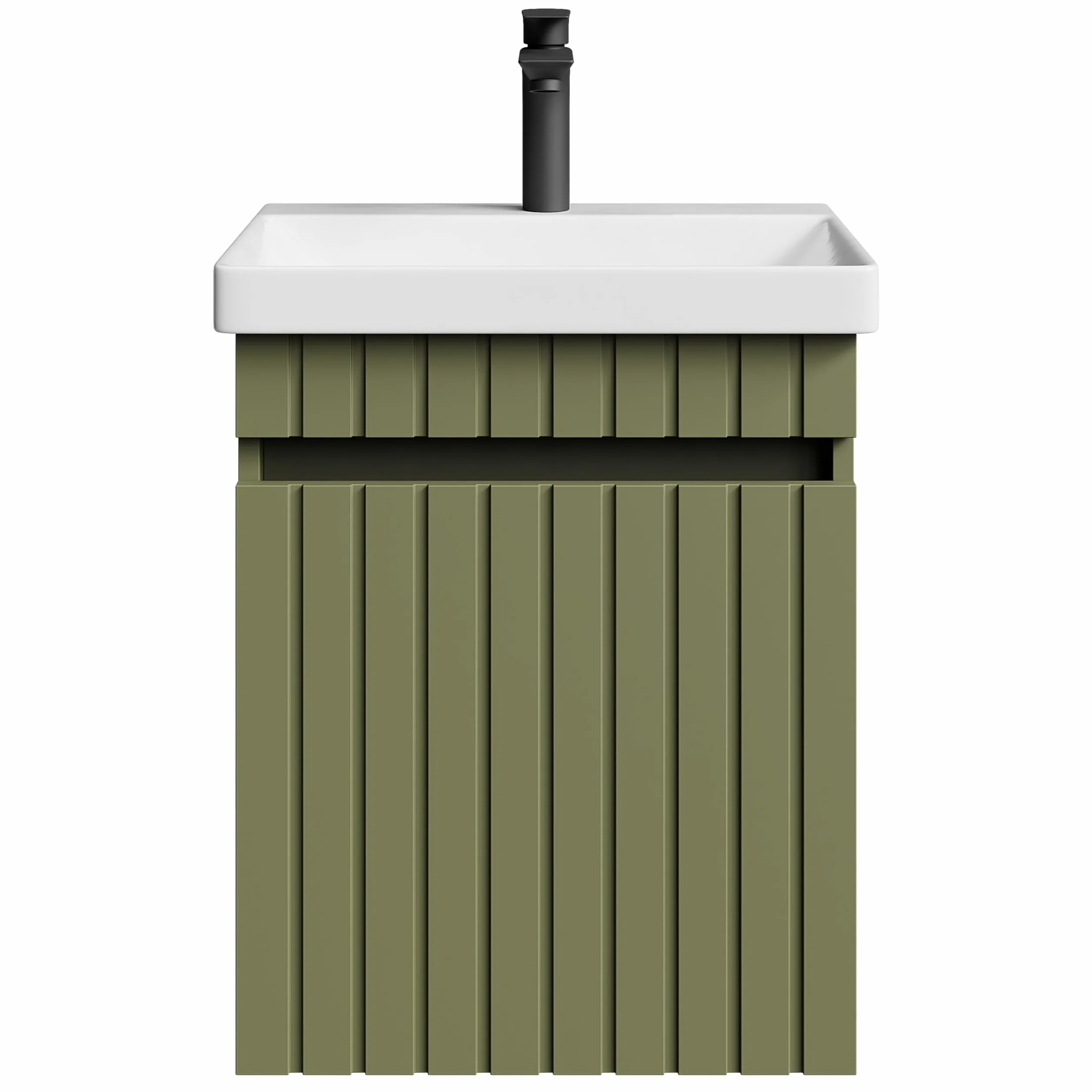 Planetmöbel Cosmia - Set de muebles de baño con lavabo y armario bajo 50 x 60 x 35 cm, color verde menta, grifo de baño negro, lavabo de cerámica con puerta