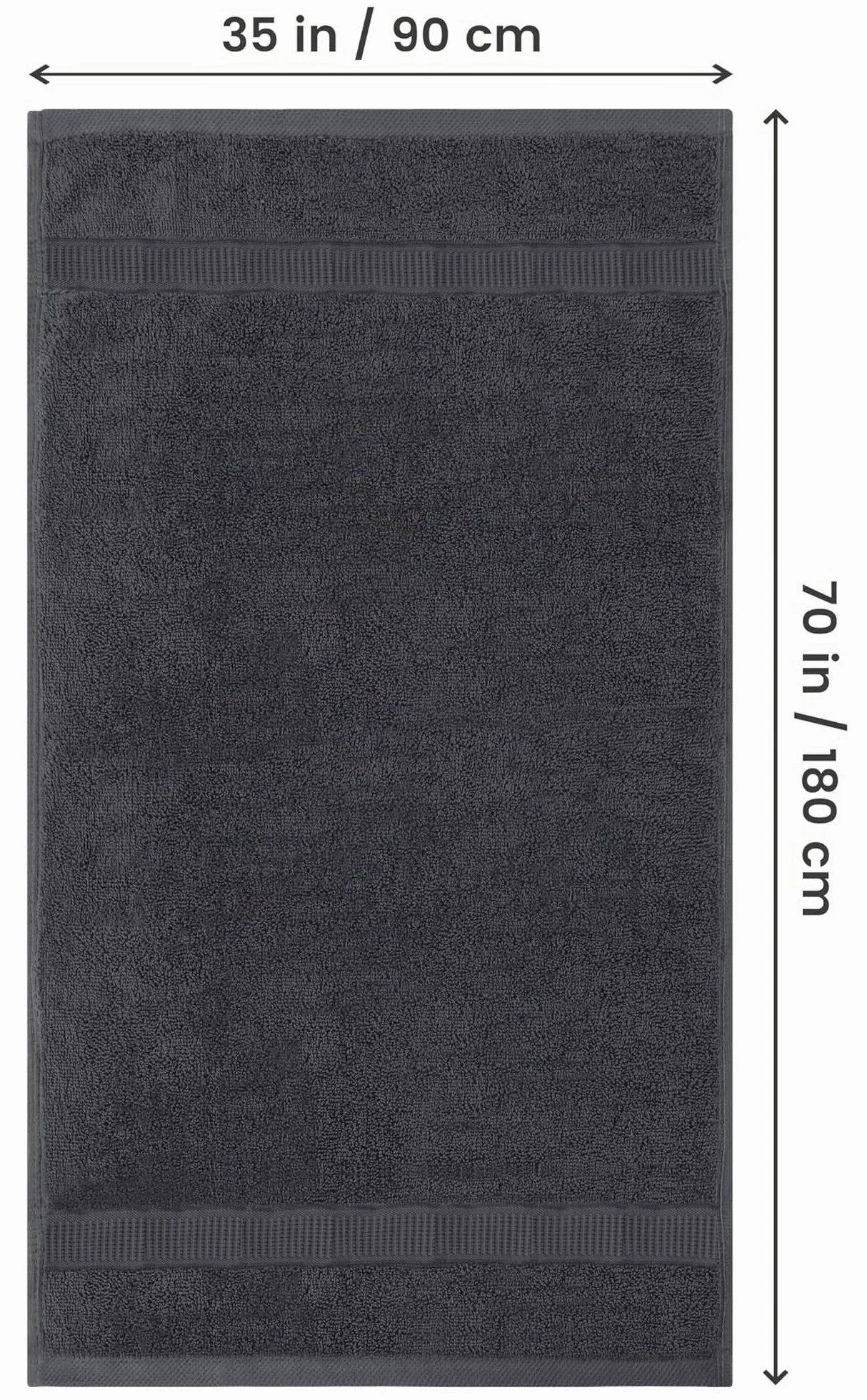 Toallas de Baño Jumbo 90x180 CM 100% Algodón Ring Spun Altamente Absorbente Pack 2 Gris