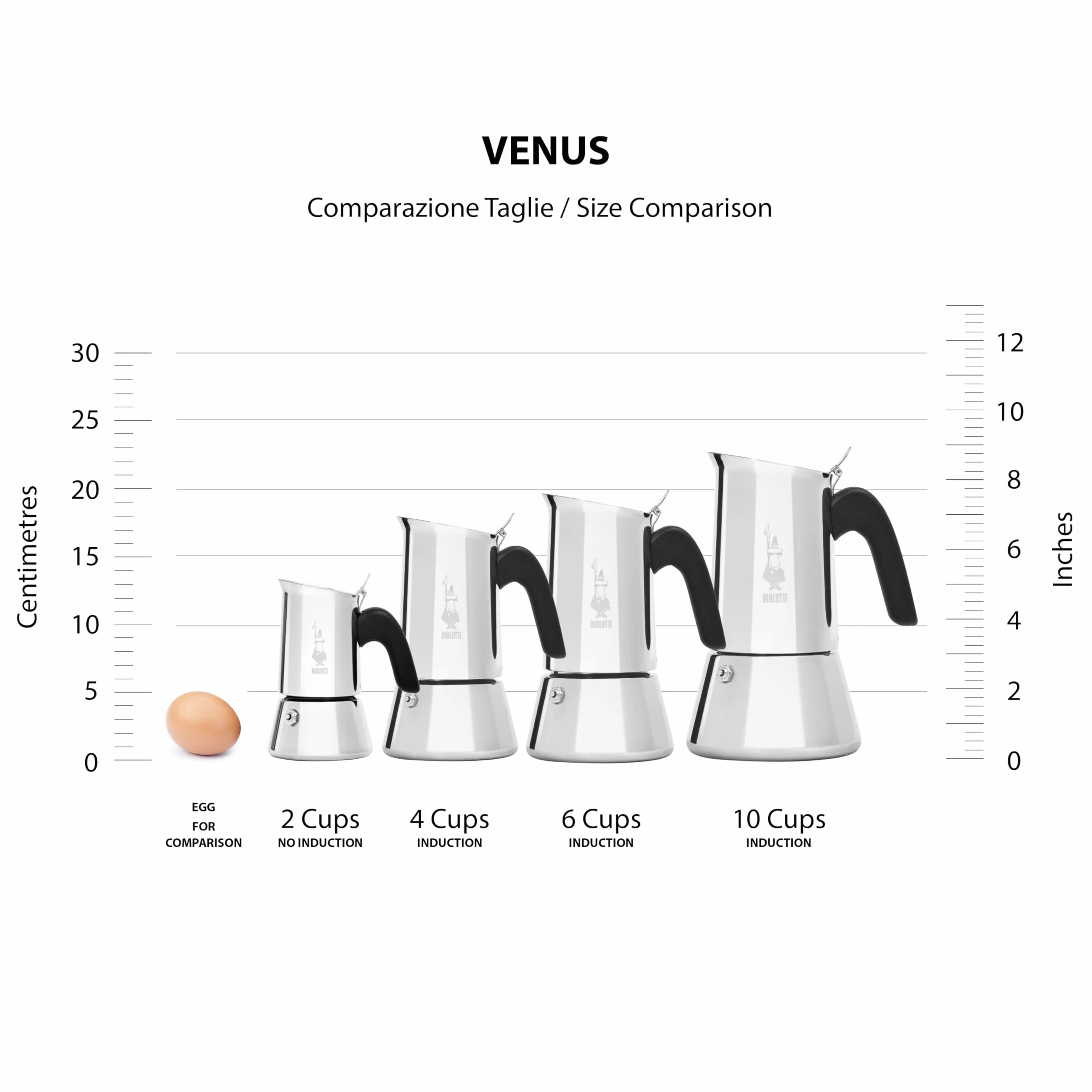 Bialetti Cafetera Venus 6 Tazas 235ml Acero Inoxidable Apta Inducción