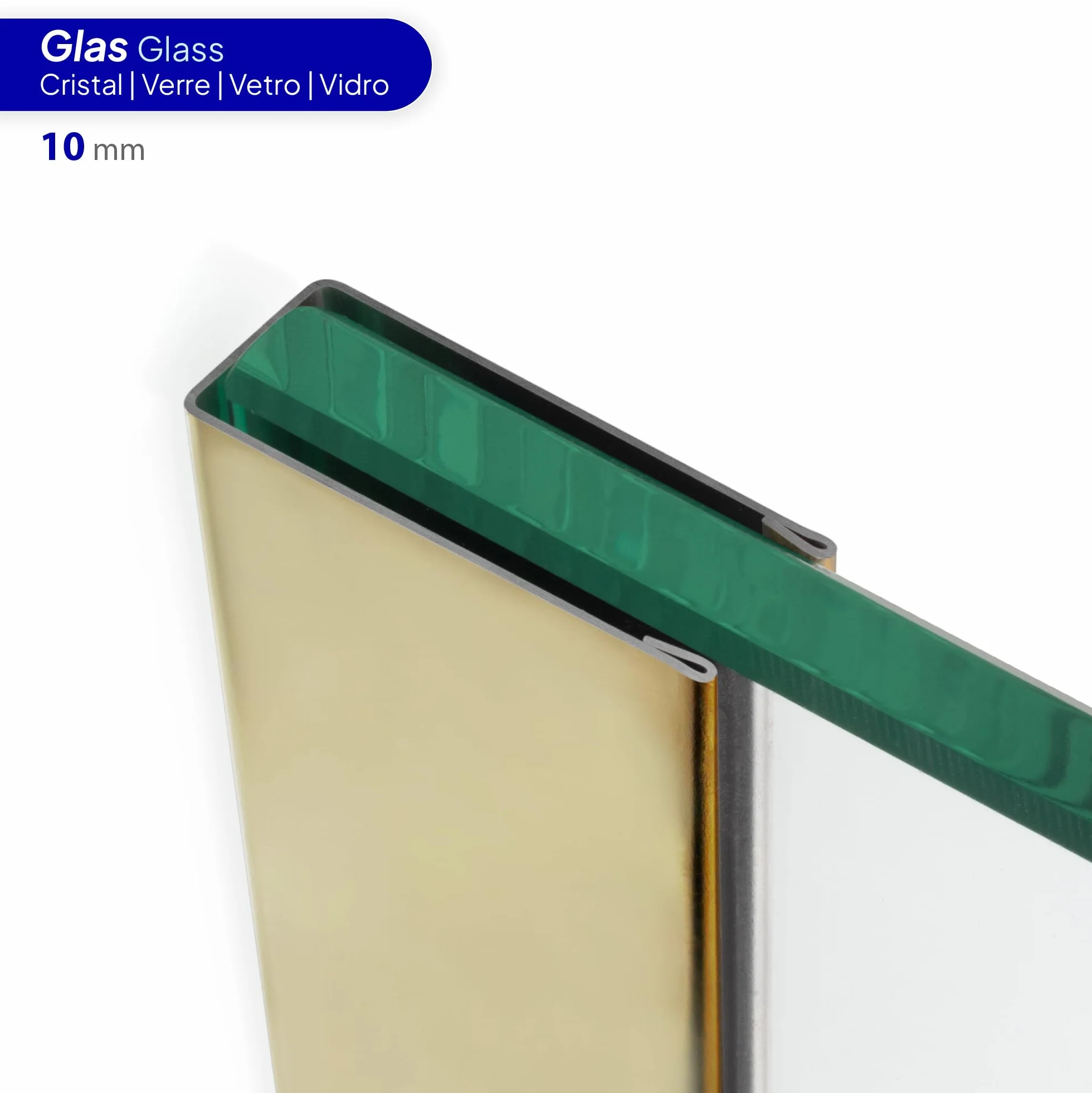 Perfil de pared para mampara acero inoxidable 304 vidrio 10 mm Champagne Gold 200 cm