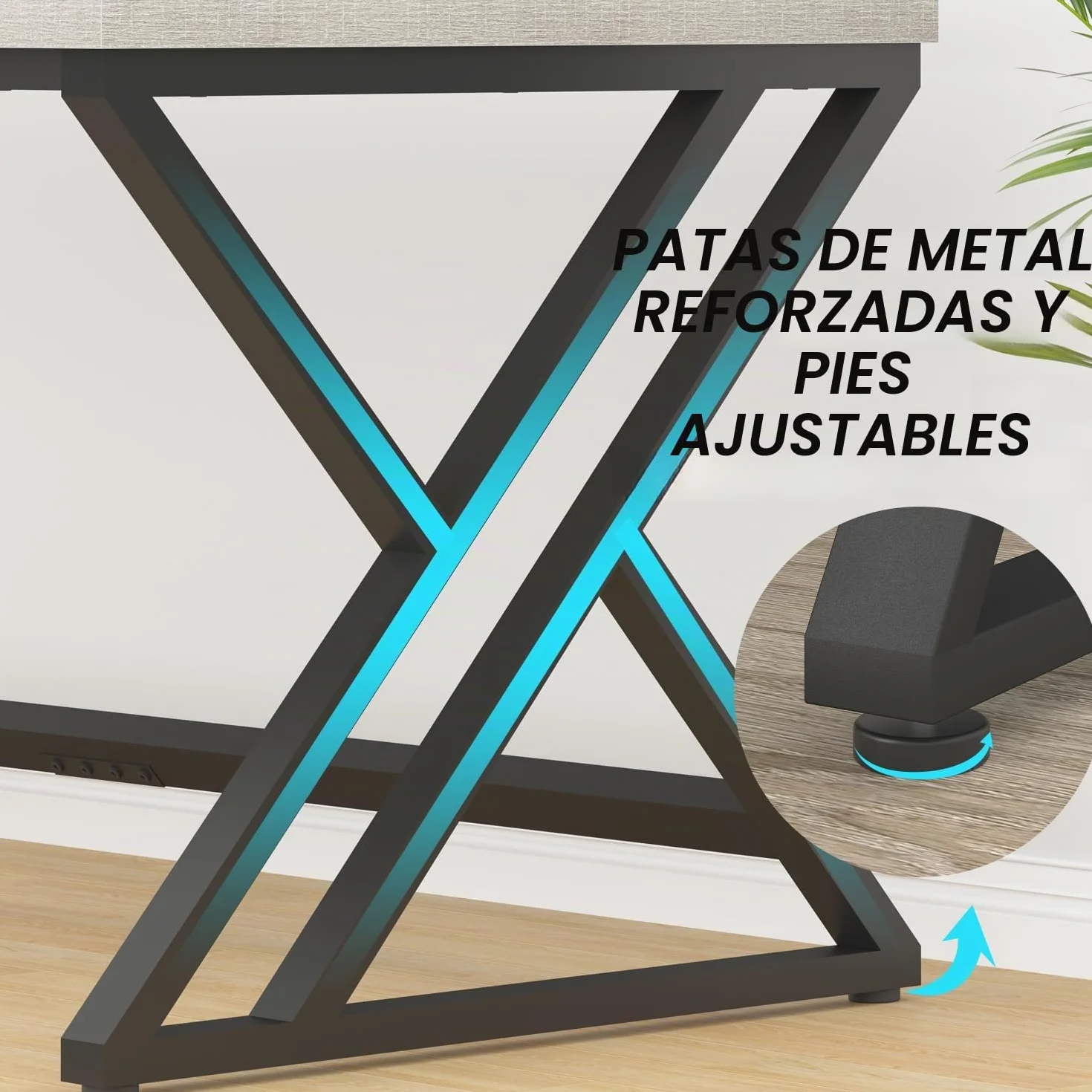 Escritorio de oficina 180 cm madera y metal moderno doble estación de trabajo industrial