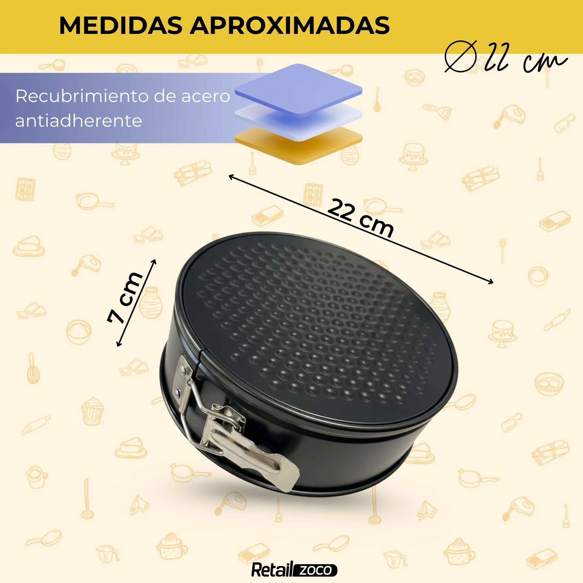 Molde repostería redondo 22 cm antiadherente 230°C Clip-Clap