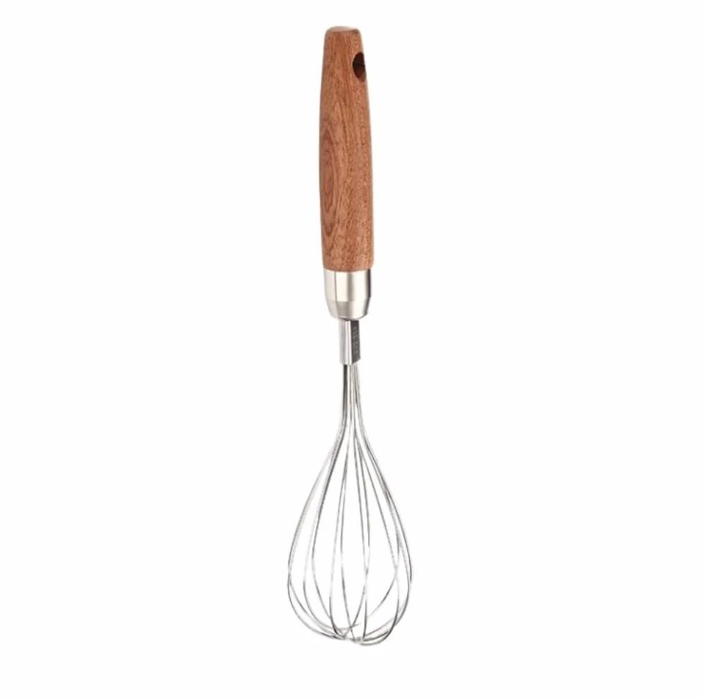 Varillas de Batir para Cocinar Batidor Manual For El Hogar Con Mango De Madera De Acero Inoxidable, Batidor De Huevos, Harina, Crema, Herramientas For Hornear Huevos, Espumar, Batir(25.5x4.5cm)