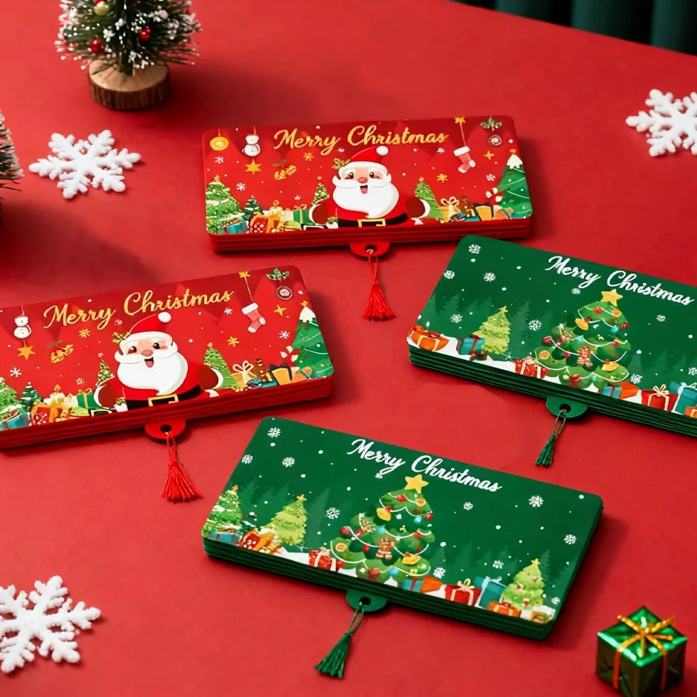 4PCS Soporte para Dinero o Tarjetas de Regalo de Navidad con 10 Ranuras, Porta Dinero de Navidad, Sobre de Birthday Card Sorpresa, Regalos Sorpresa para Adolescentes, Niñas, Niños, Mujeres