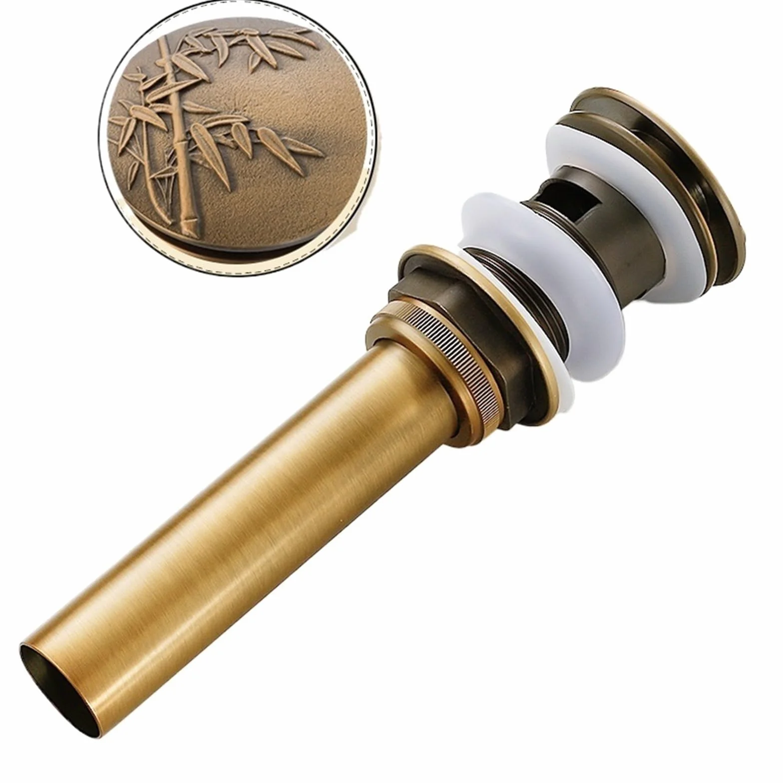 Valvula Click Clack Lavabo Fregadero de Lavabo de baño de Lujo, desagüe emergente de latón con y sin desbordamiento, escurridor de residuos de tocador, 5 Colores a Elegir(Antique Brass D)